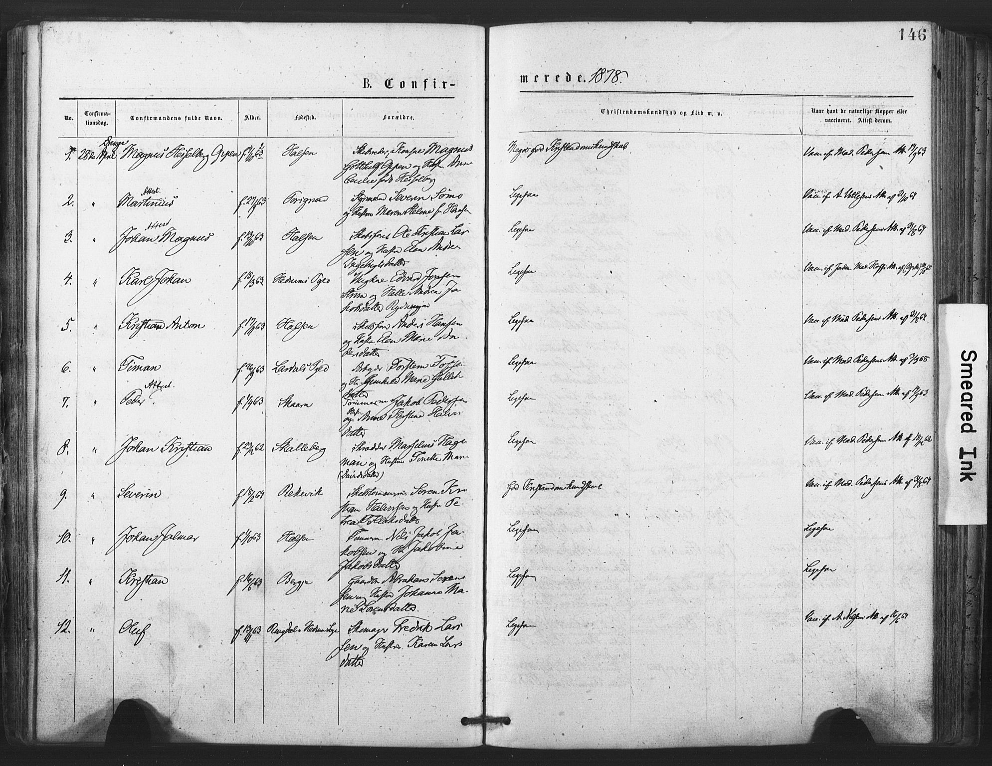 Tjølling kirkebøker, SAKO/A-60/F/Fa/L0008: Parish register (official) no. 8, 1877-1886, p. 146