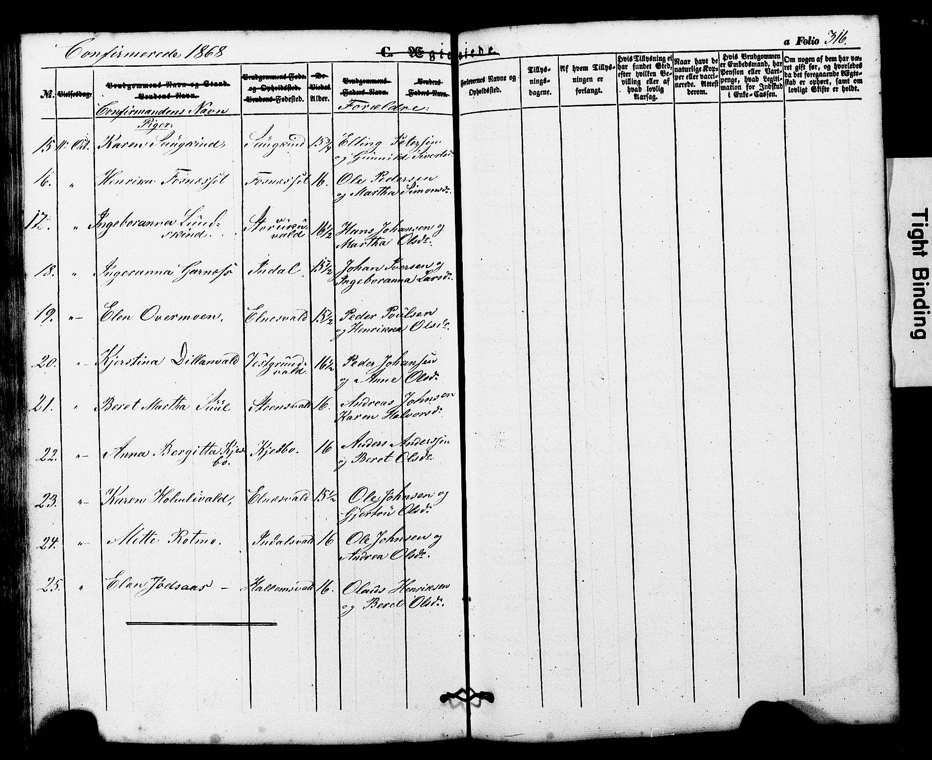 Ministerialprotokoller, klokkerbøker og fødselsregistre - Nord-Trøndelag, AV/SAT-A-1458/724/L0268: Parish register (copy) no. 724C04, 1846-1878, p. 316