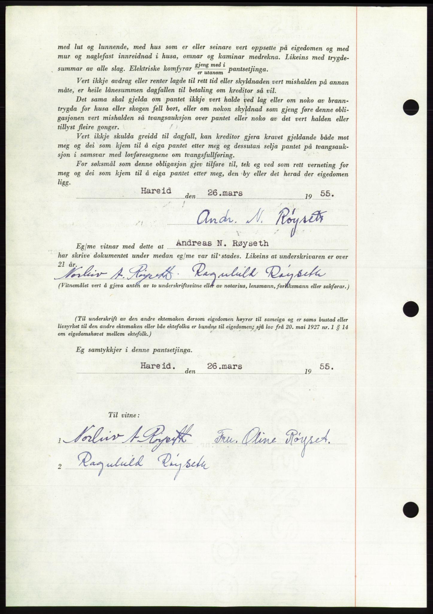 Søre Sunnmøre sorenskriveri, AV/SAT-A-4122/1/2/2C/L0126: Mortgage book no. 14B, 1954-1955, Diary no: : 704/1955