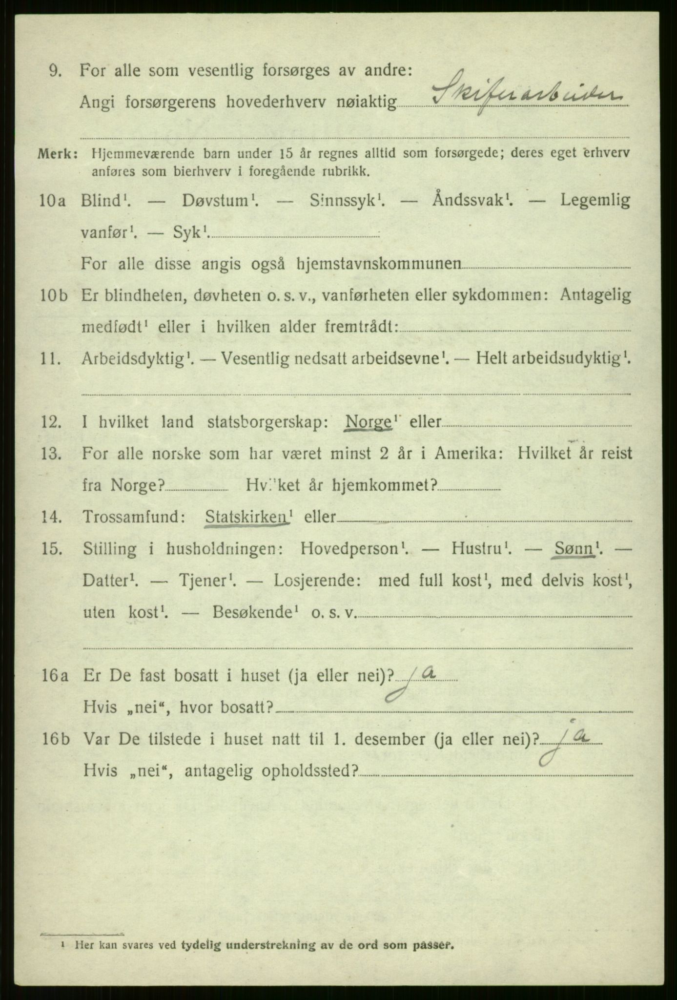 SAB, 1920 census for Voss, 1920, p. 11310