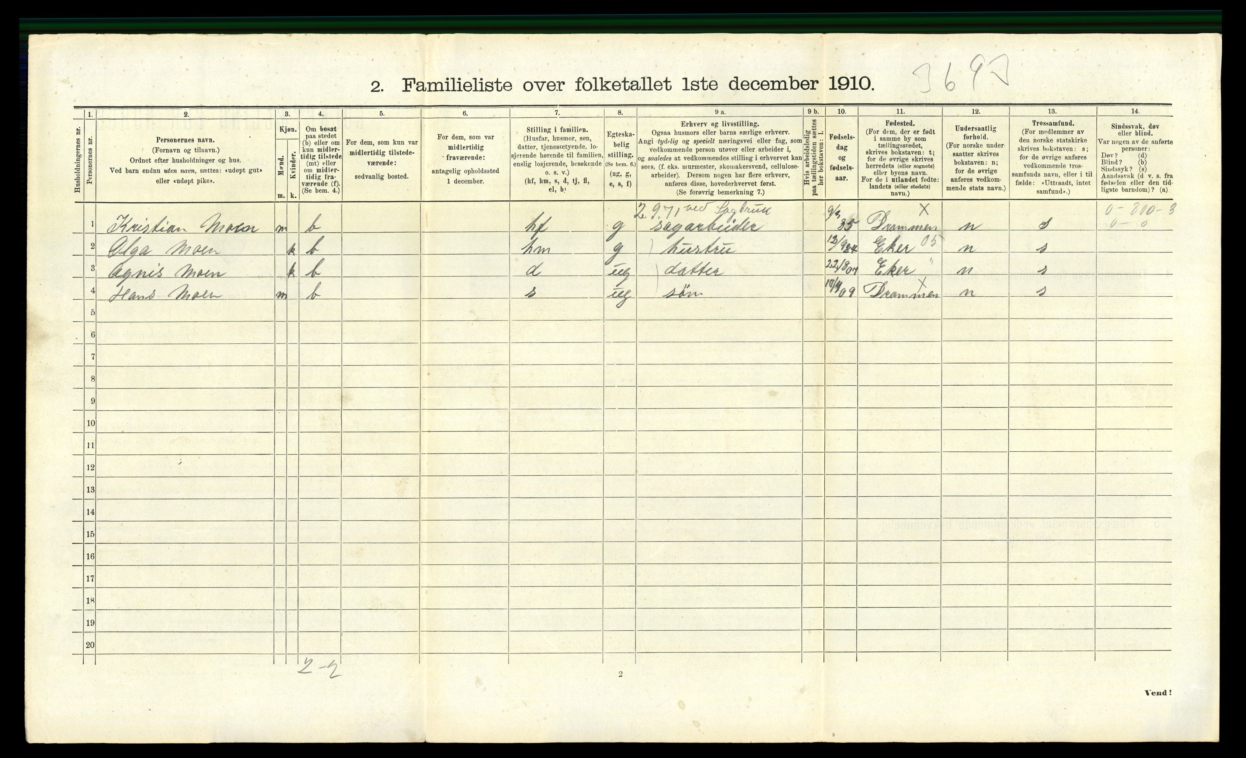 RA, 1910 census for Drammen, 1910, p. 985