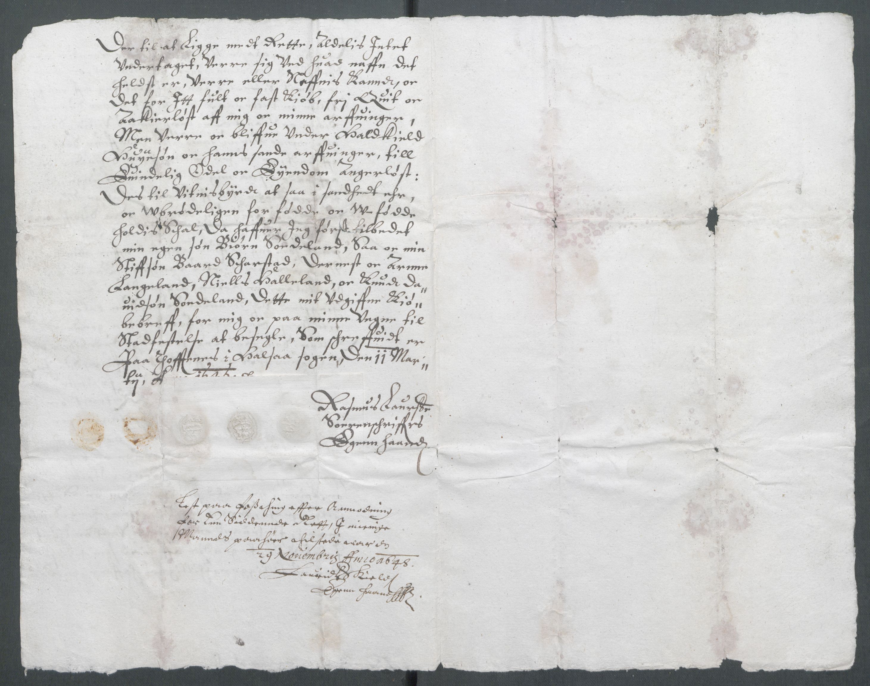 Riksarkivets diplomsamling, AV/RA-EA-5965/F02/L0159: Dokumenter, 1645-1646, p. 61