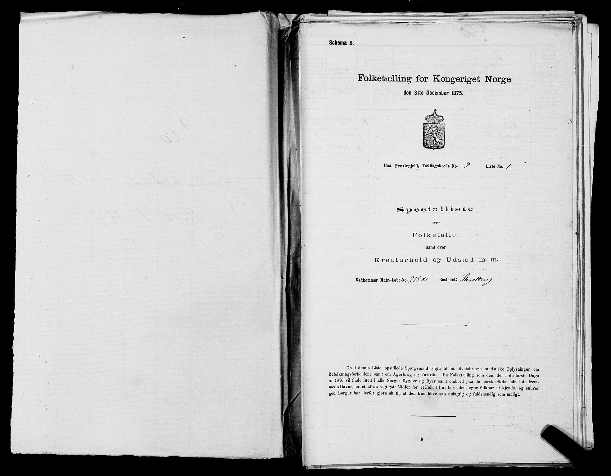 SAST, 1875 census for 1119P Hå, 1875, p. 956