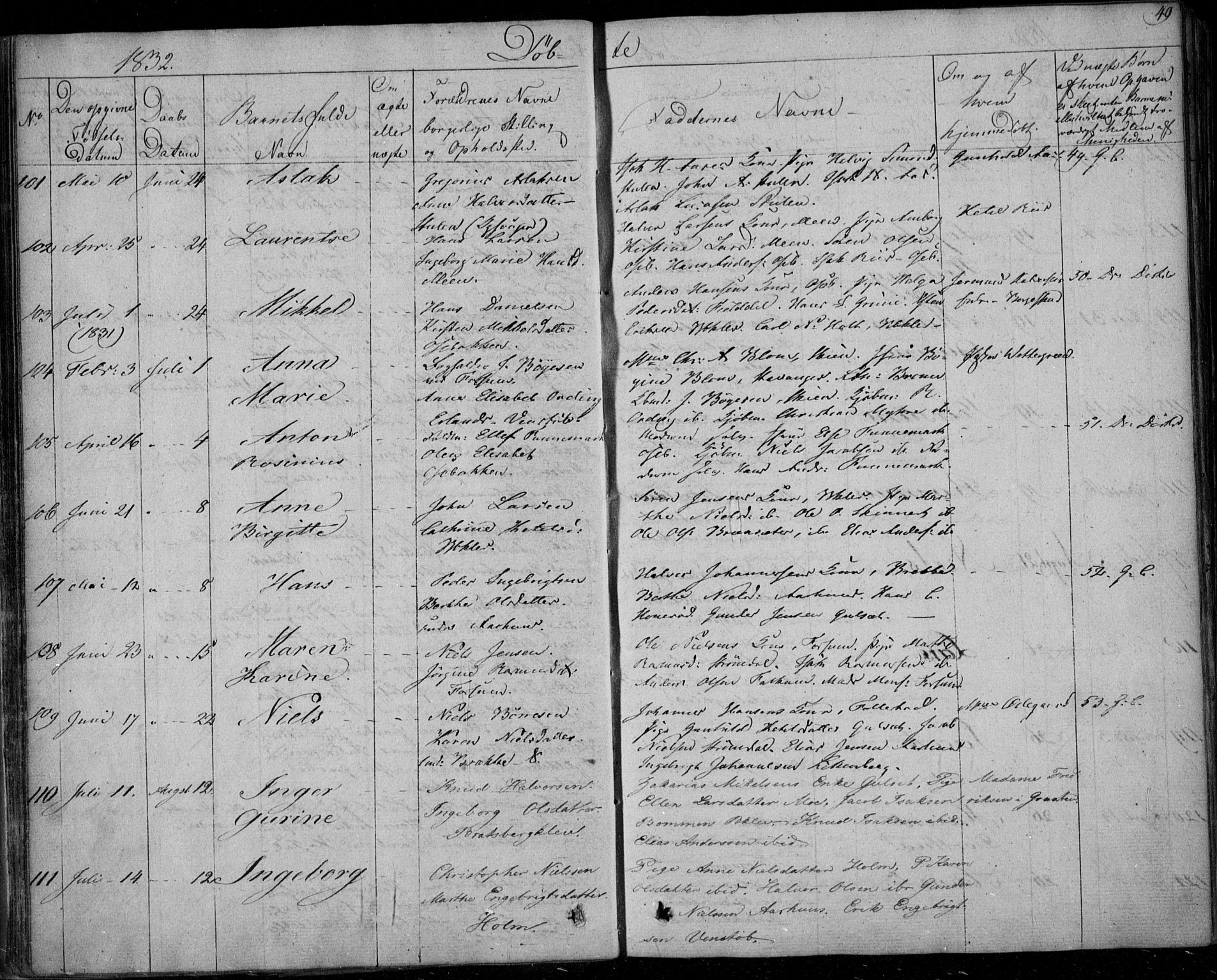 Gjerpen kirkebøker, AV/SAKO-A-265/F/Fa/L0006: Parish register (official) no. I 6, 1829-1834, p. 49