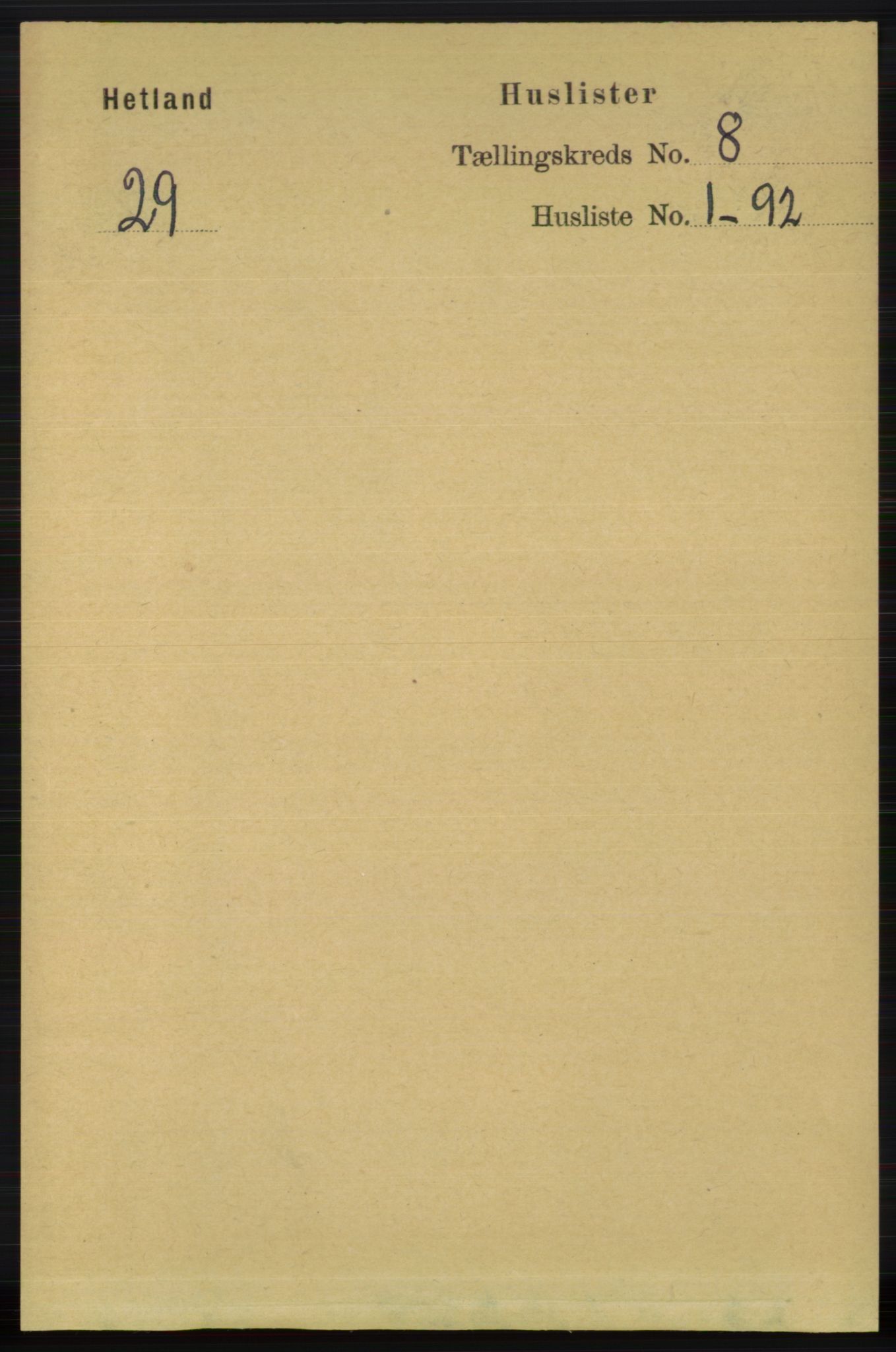 RA, 1891 census for 1126 Hetland, 1891, p. 4349