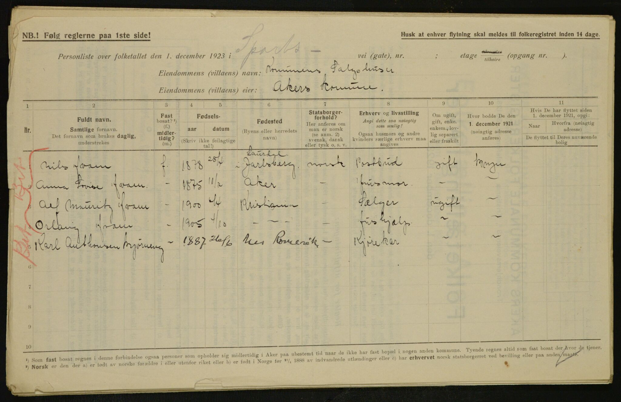 , Municipal Census 1923 for Aker, 1923, p. 31271