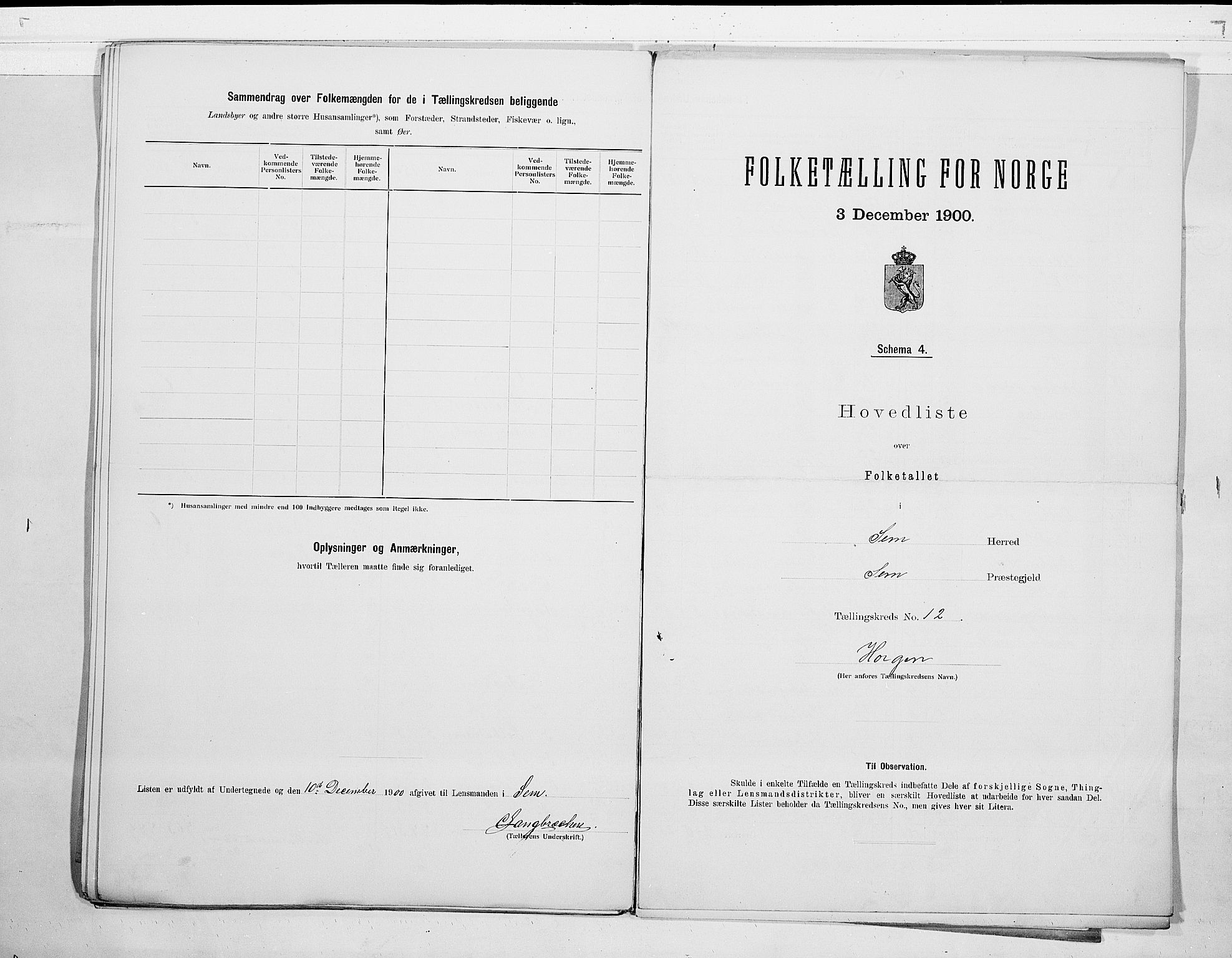RA, 1900 census for Sem, 1900, p. 28