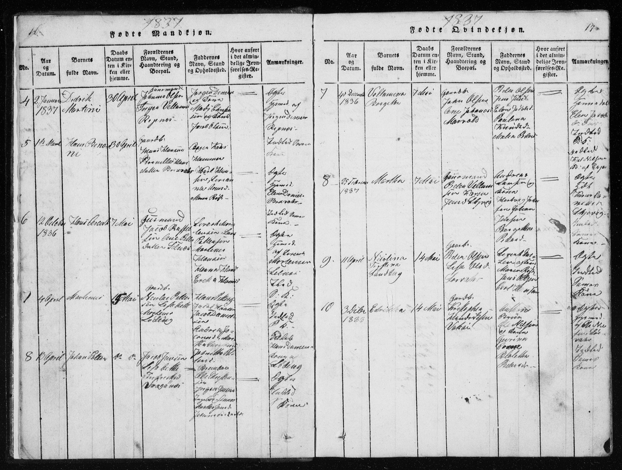 Ministerialprotokoller, klokkerbøker og fødselsregistre - Nordland, SAT/A-1459/801/L0027: Parish register (copy) no. 801C02, 1835-1845, p. 16-17