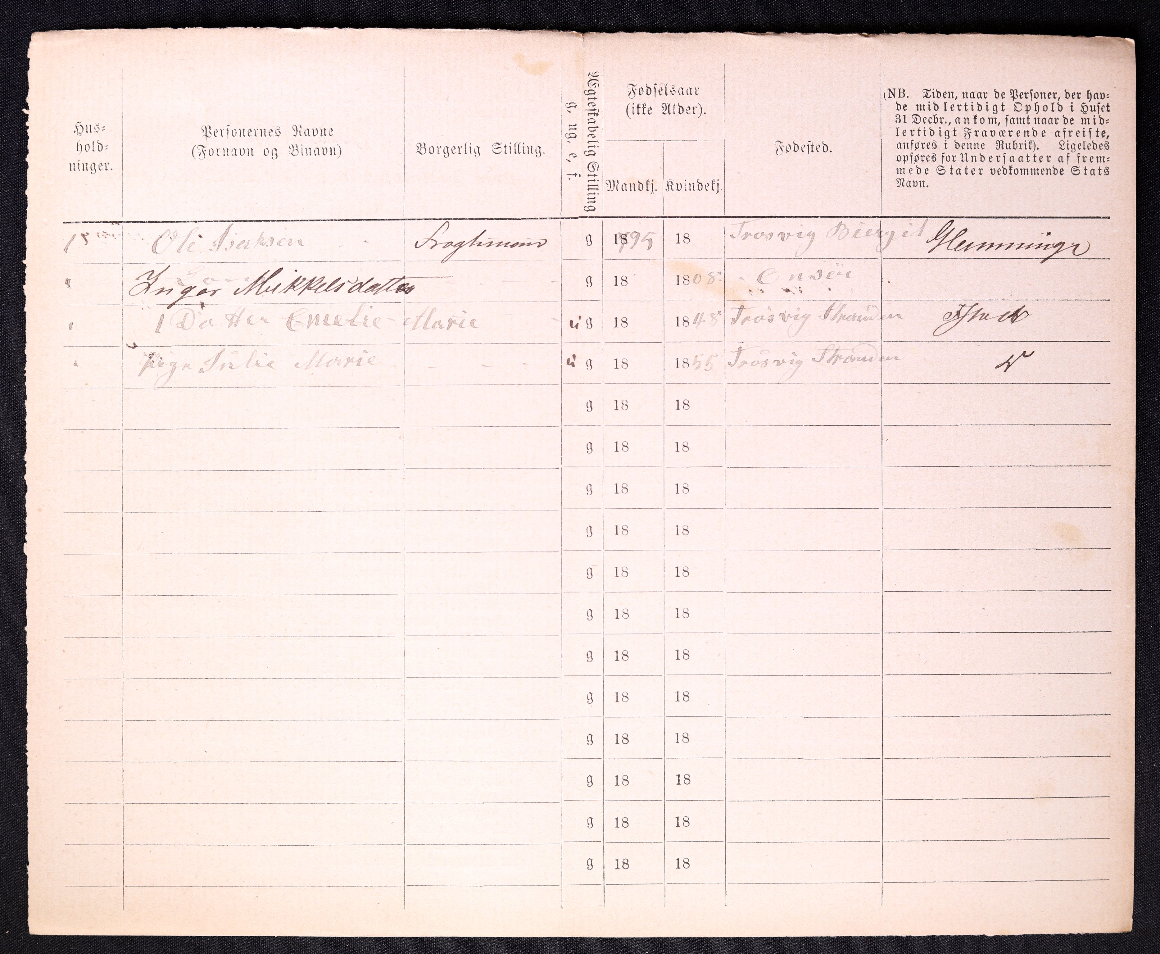 RA, 1870 census for 0103 Fredrikstad, 1870, p. 1498