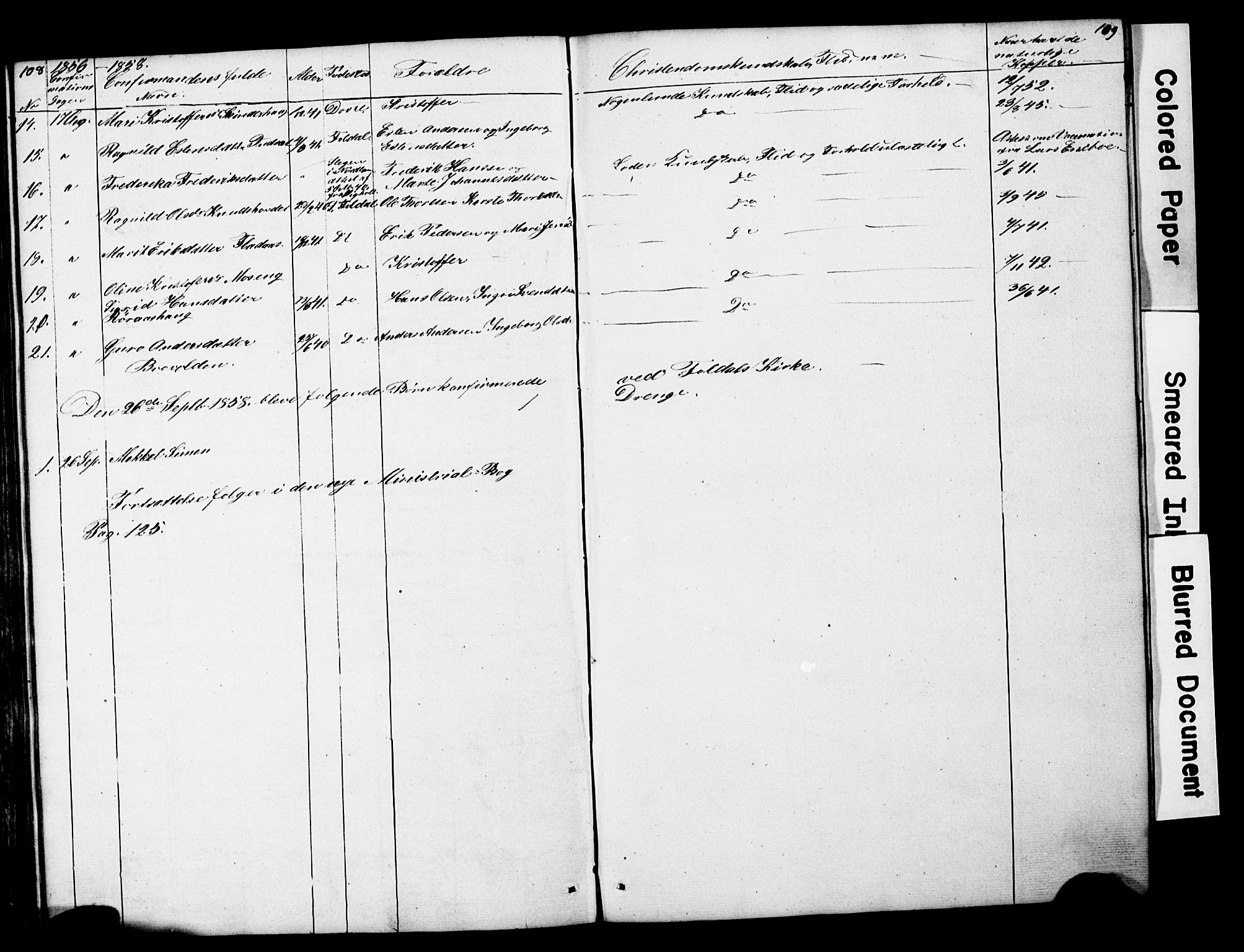 Lesja prestekontor, SAH/PREST-068/H/Ha/Hab/L0014: Parish register (copy) no. 14, 1842-1856, p. 108-109