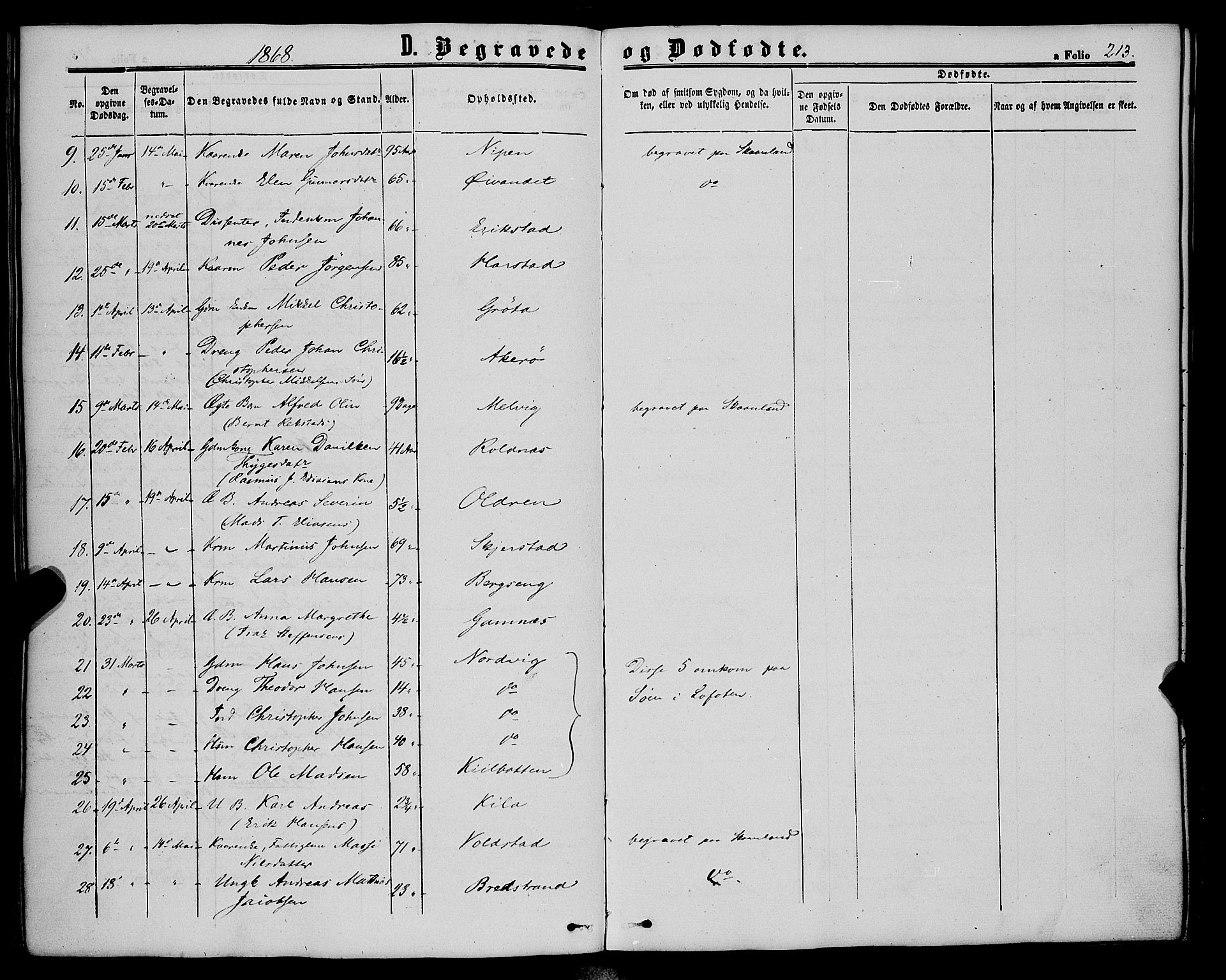 Trondenes sokneprestkontor, AV/SATØ-S-1319/H/Ha/L0012kirke: Parish register (official) no. 12, 1863-1870, p. 213