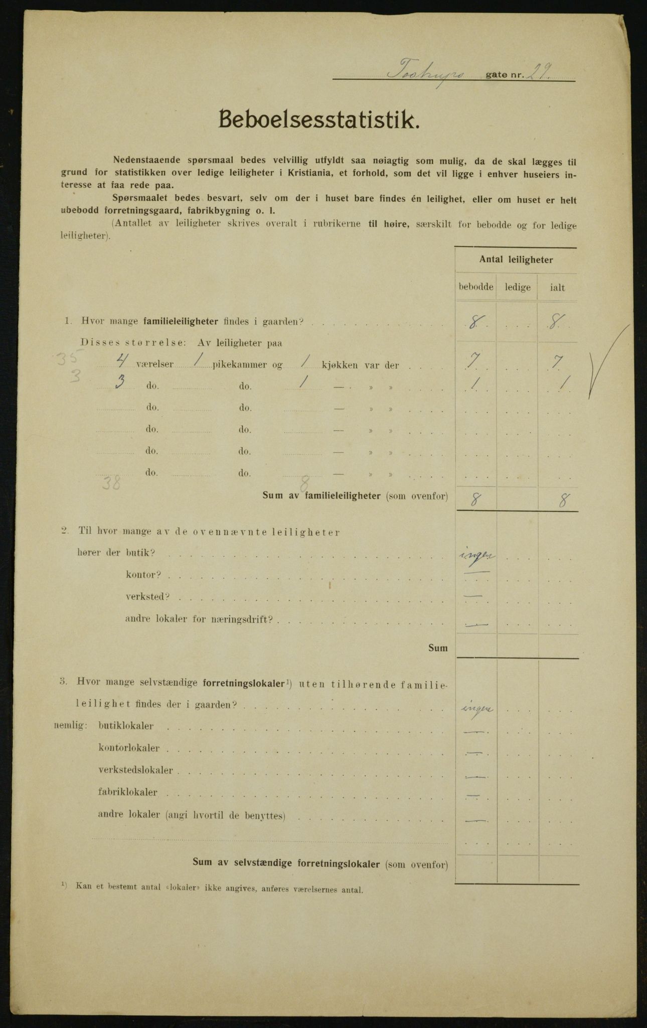 OBA, Municipal Census 1910 for Kristiania, 1910, p. 109513