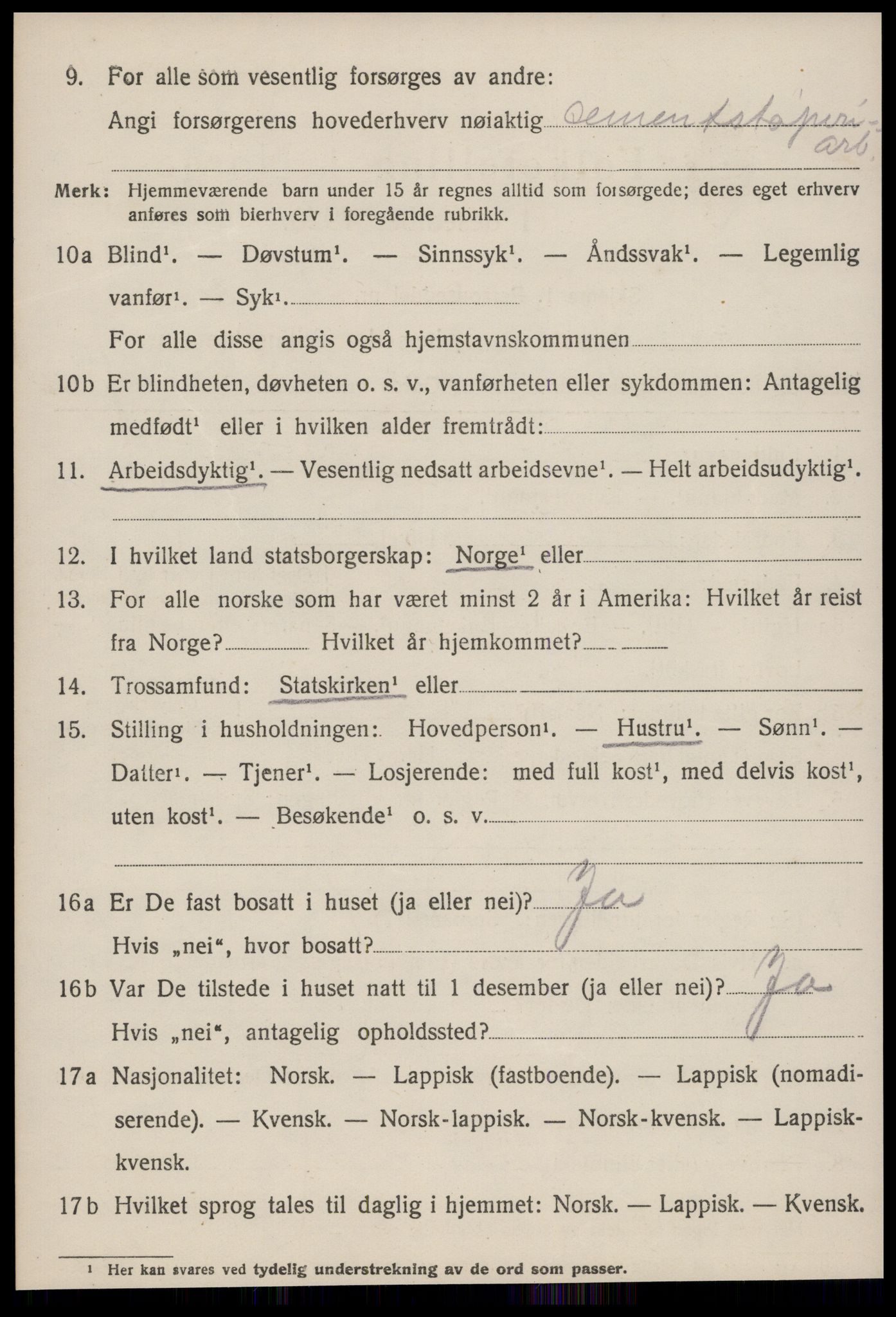 SAT, 1920 census for Strinda, 1920, p. 20209