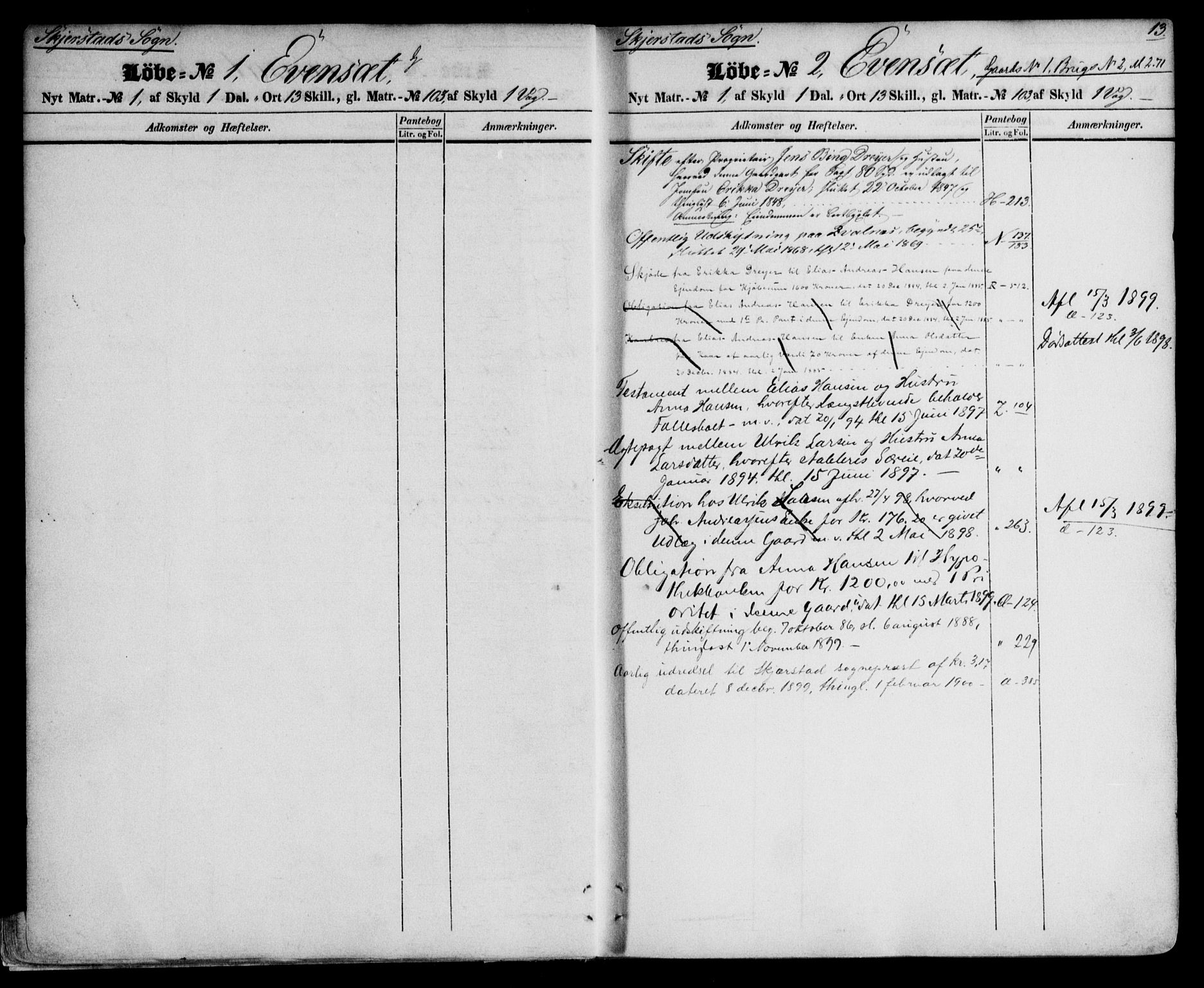 Salten sorenskriveri, SAT/A-4578/1/2/2A/L0019: Mortgage register no. 19, 1850-1906, p. 13