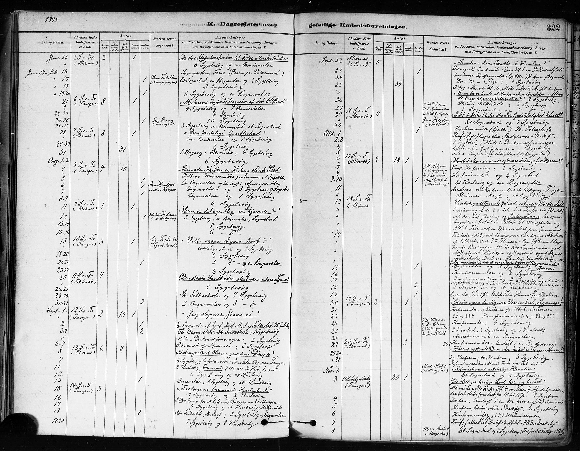 Strømsø kirkebøker, AV/SAKO-A-246/F/Fa/L0022: Parish register (official) no. I 22, 1879-1899, p. 322