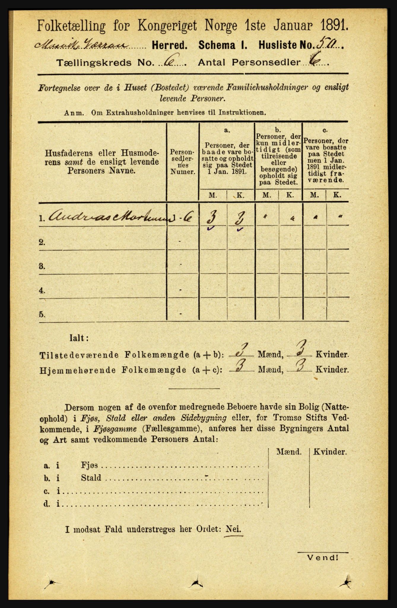 RA, 1891 census for 1723 Mosvik og Verran, 1891, p. 2437