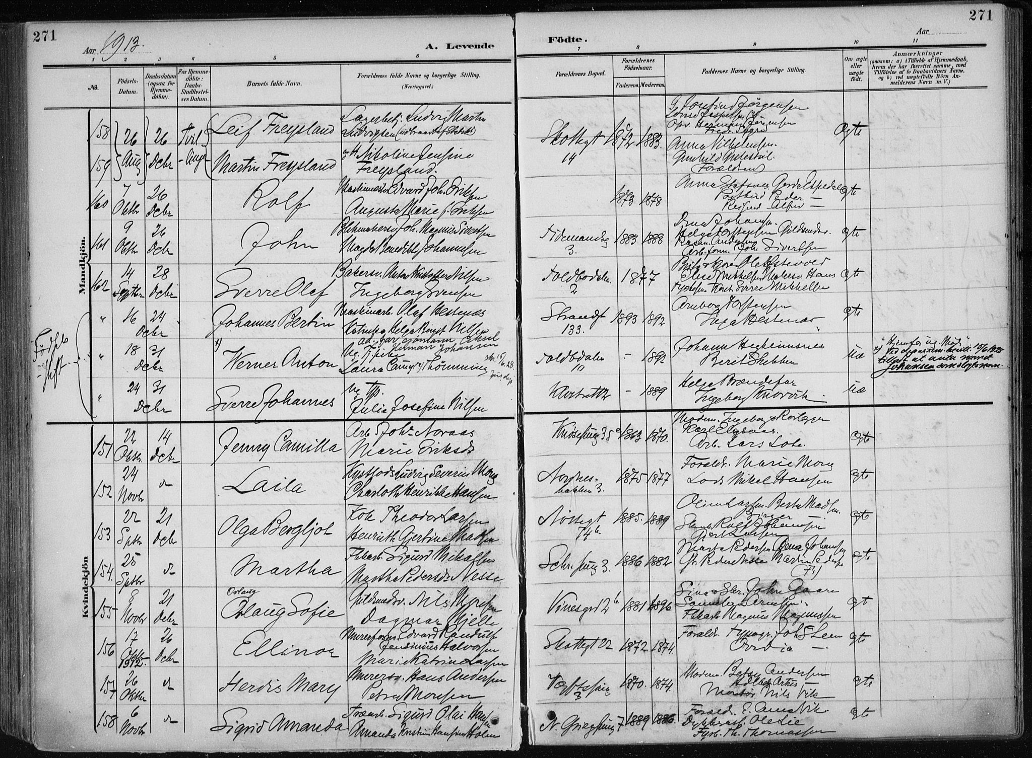 Nykirken Sokneprestembete, AV/SAB-A-77101/H/Haa/L0019: Parish register (official) no. B 7, 1904-1916, p. 271