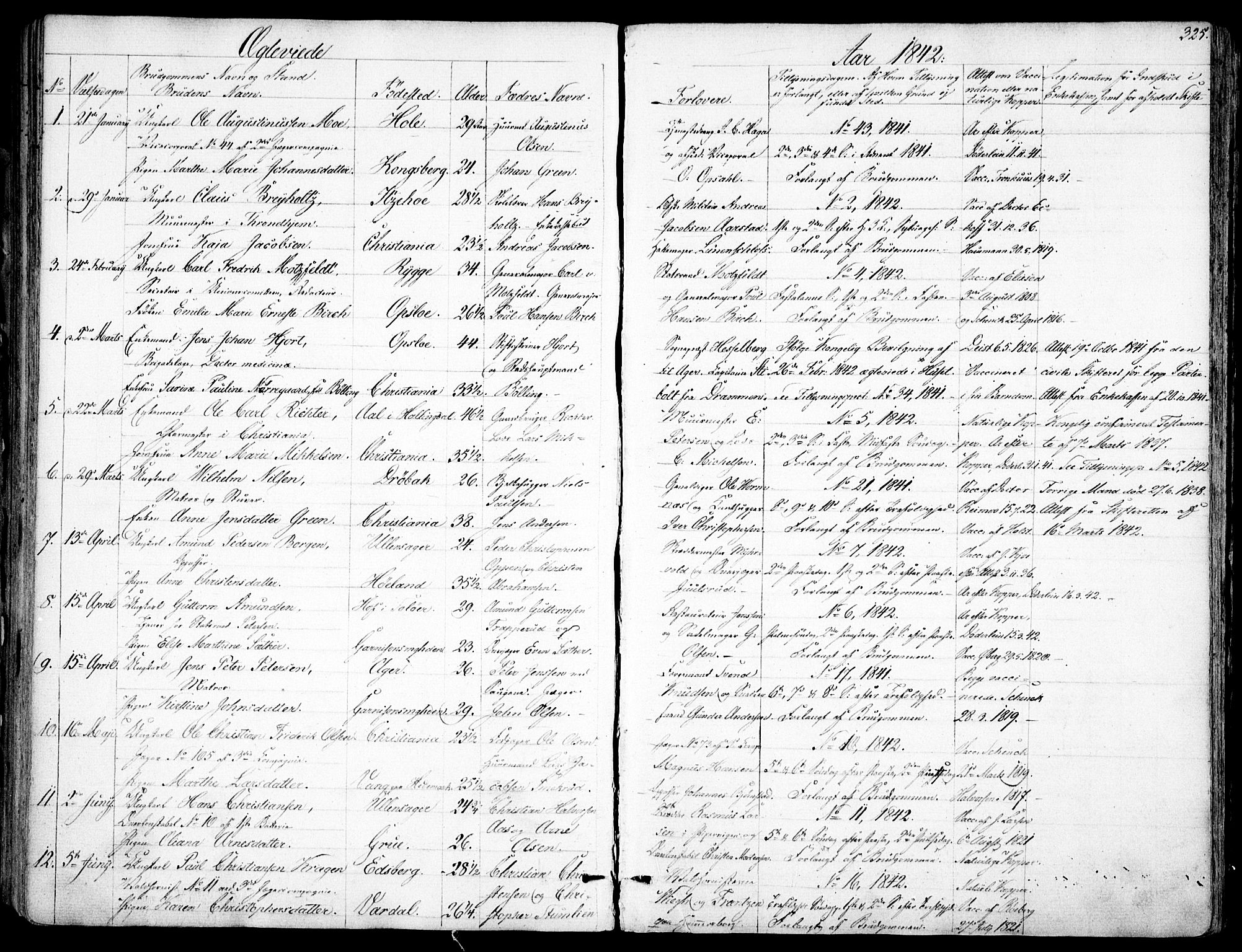 Garnisonsmenigheten Kirkebøker, AV/SAO-A-10846/F/Fa/L0008: Parish register (official) no. 8, 1842-1859, p. 325