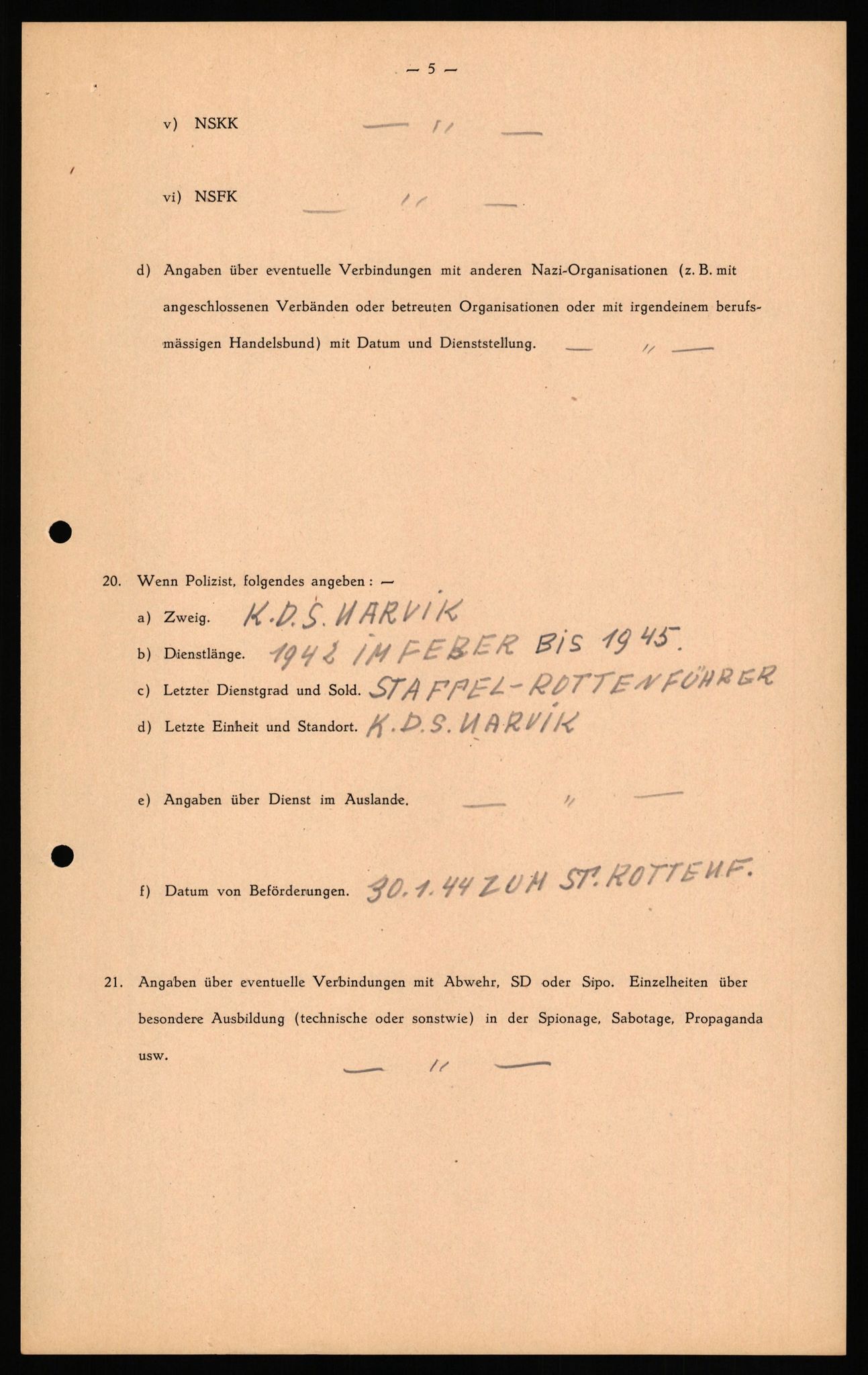 Forsvaret, Forsvarets overkommando II, RA/RAFA-3915/D/Db/L0041: CI Questionaires.  Diverse nasjonaliteter., 1945-1946, p. 134