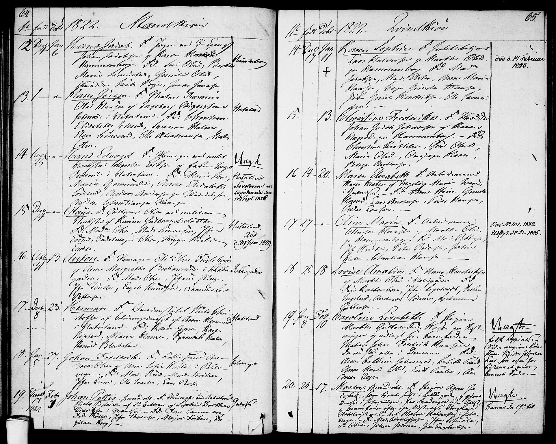 Garnisonsmenigheten Kirkebøker, SAO/A-10846/F/Fa/L0004: Parish register (official) no. 4, 1820-1828, p. 64-65