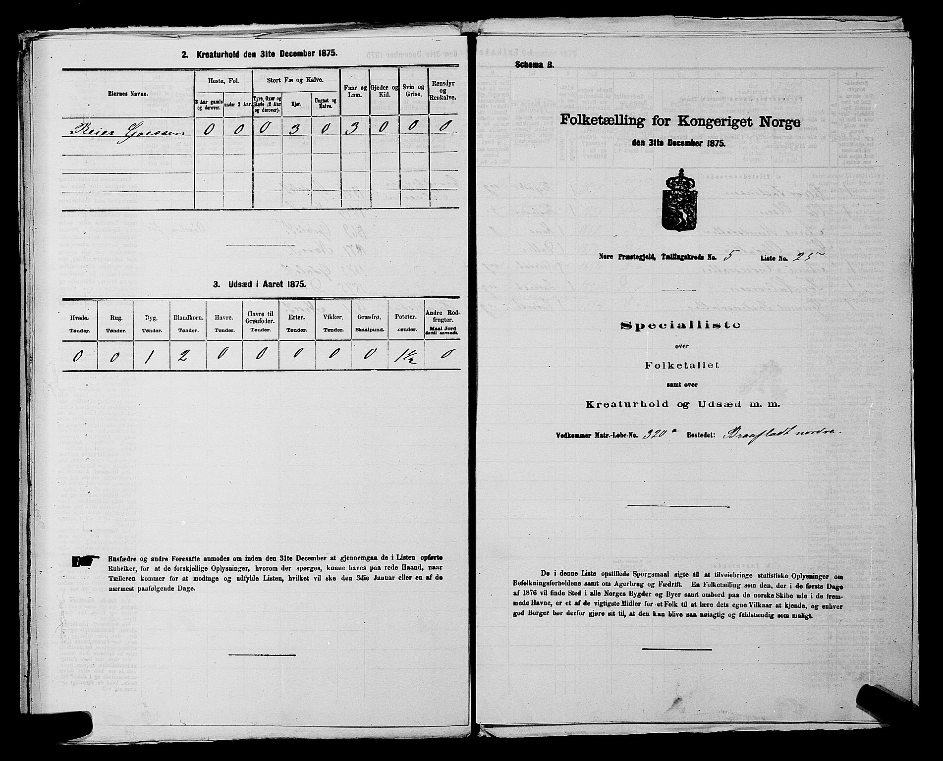 SAKO, 1875 census for 0633P Nore, 1875, p. 701