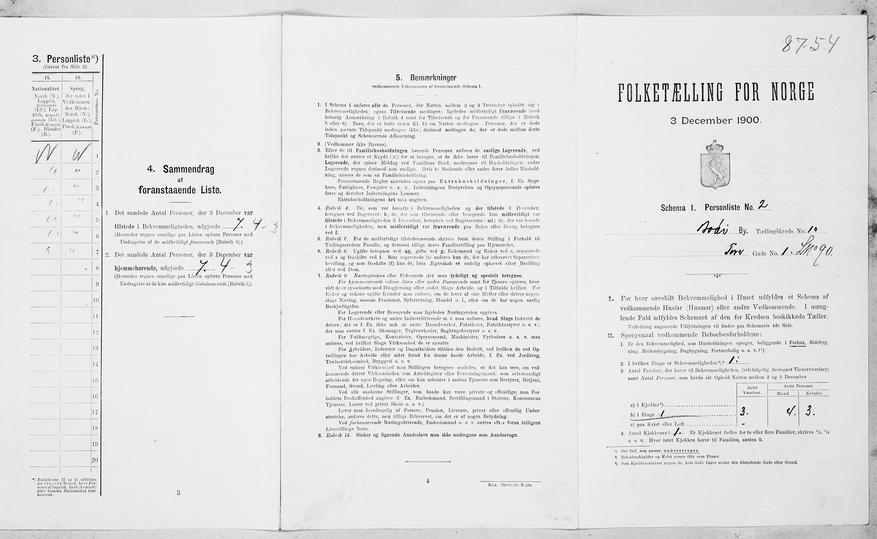 SAT, 1900 census for Bodø, 1900, p. 721