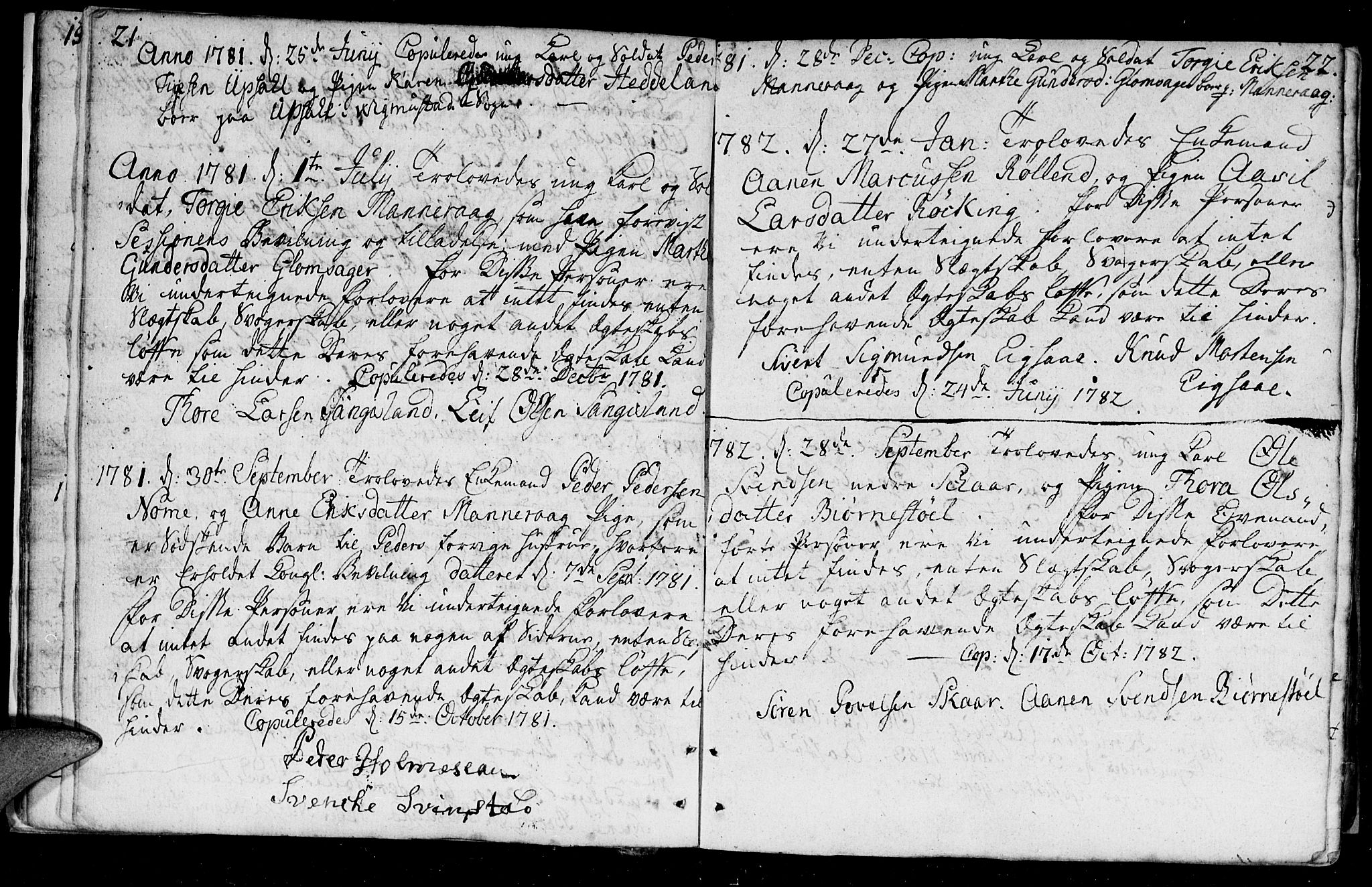 Holum sokneprestkontor, SAK/1111-0022/F/Fa/Fac/L0001: Parish register (official) no. A 1, 1773-1820, p. 21-22