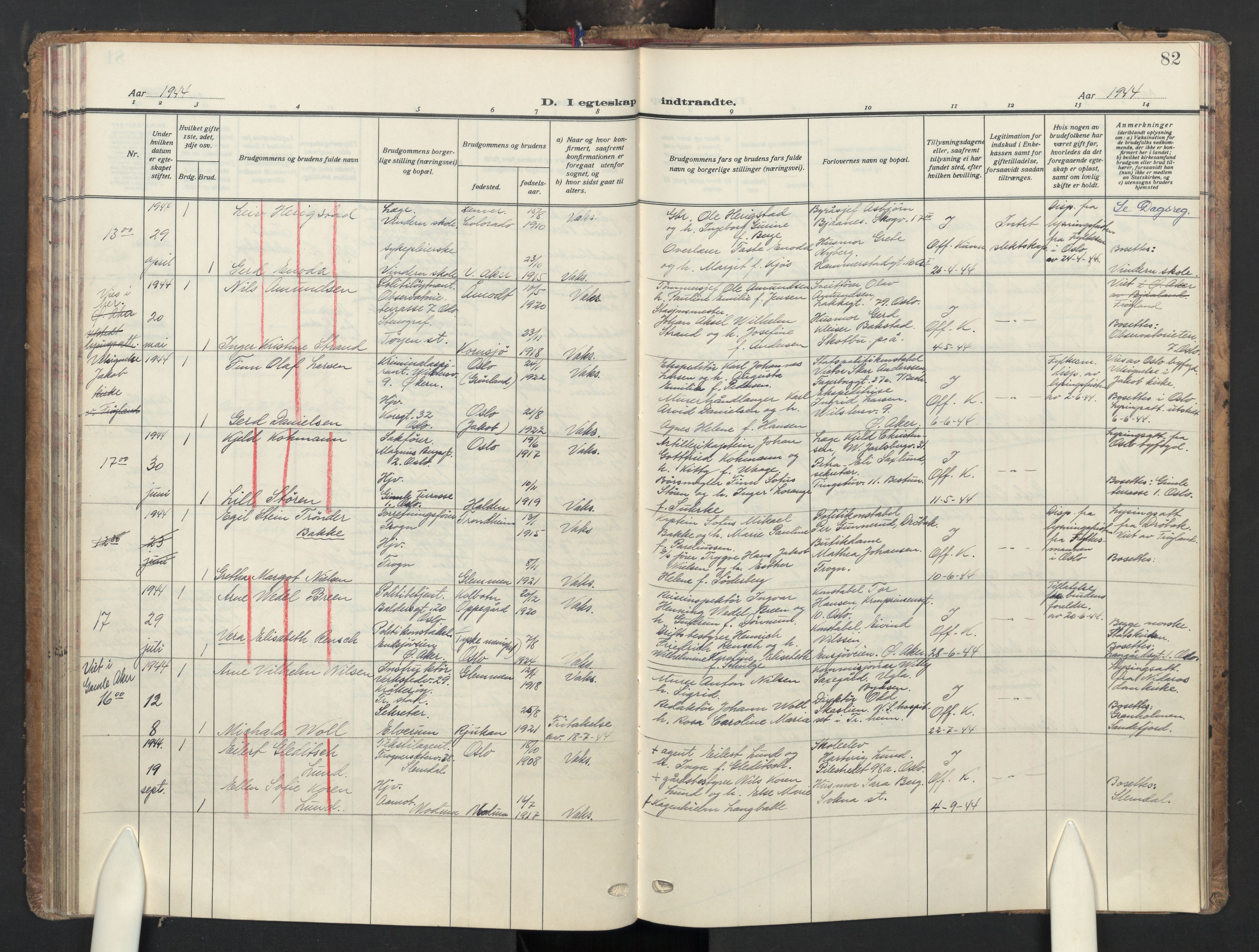 Oslo domkirke Kirkebøker, AV/SAO-A-10752/G/Ga/L0007: Parish register (copy) no. 7, 1937-1951, p. 82