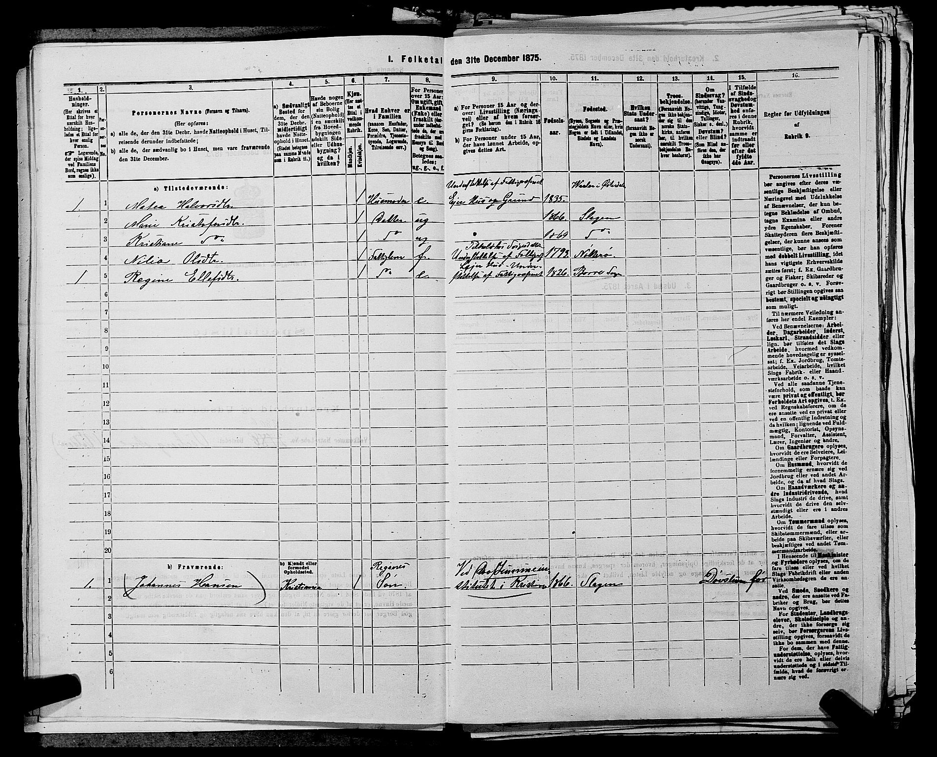 SAKO, 1875 census for 0721P Sem, 1875, p. 1154