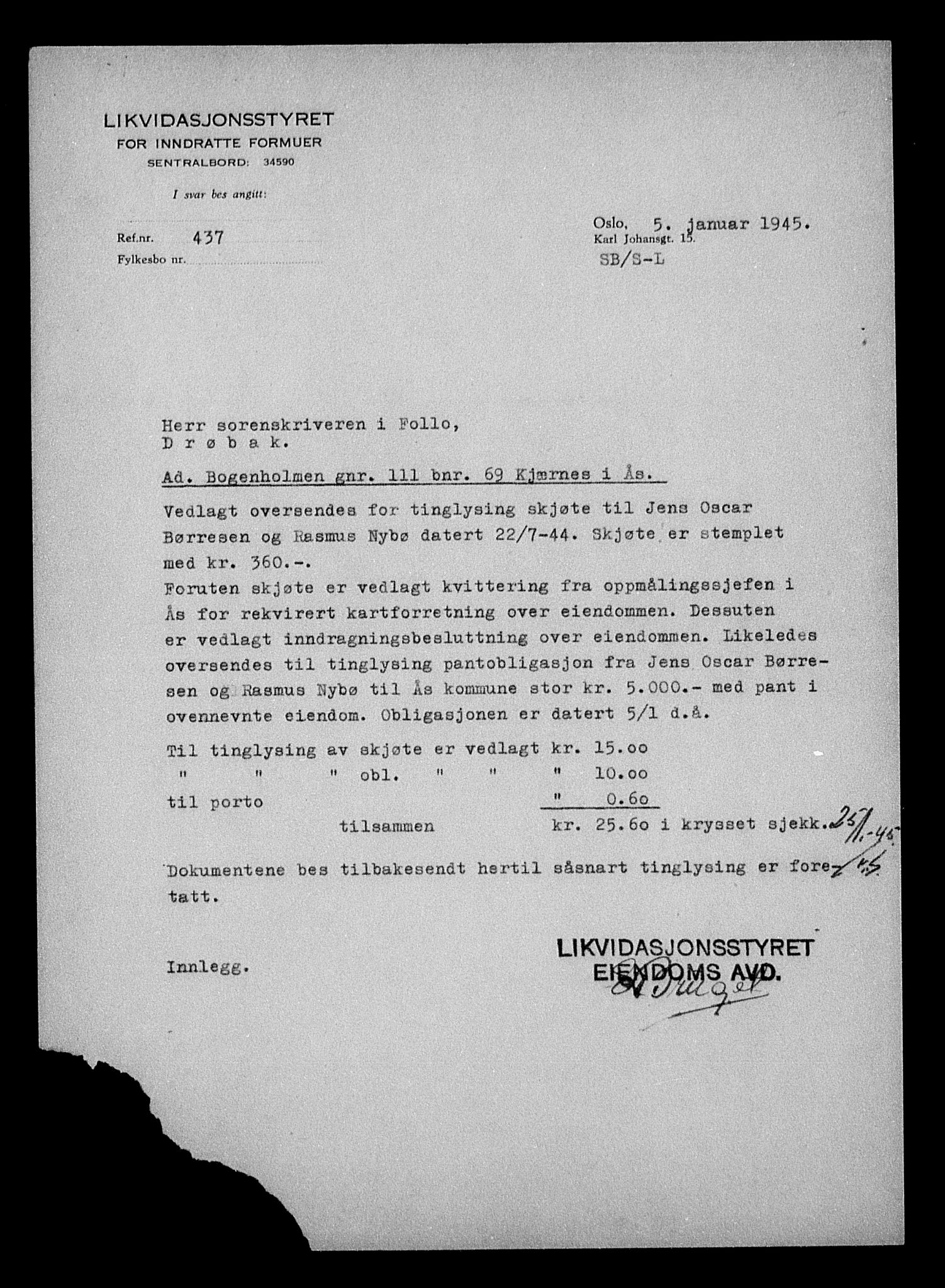 Justisdepartementet, Tilbakeføringskontoret for inndratte formuer, AV/RA-S-1564/H/Hc/Hcc/L0970: --, 1945-1947, p. 191