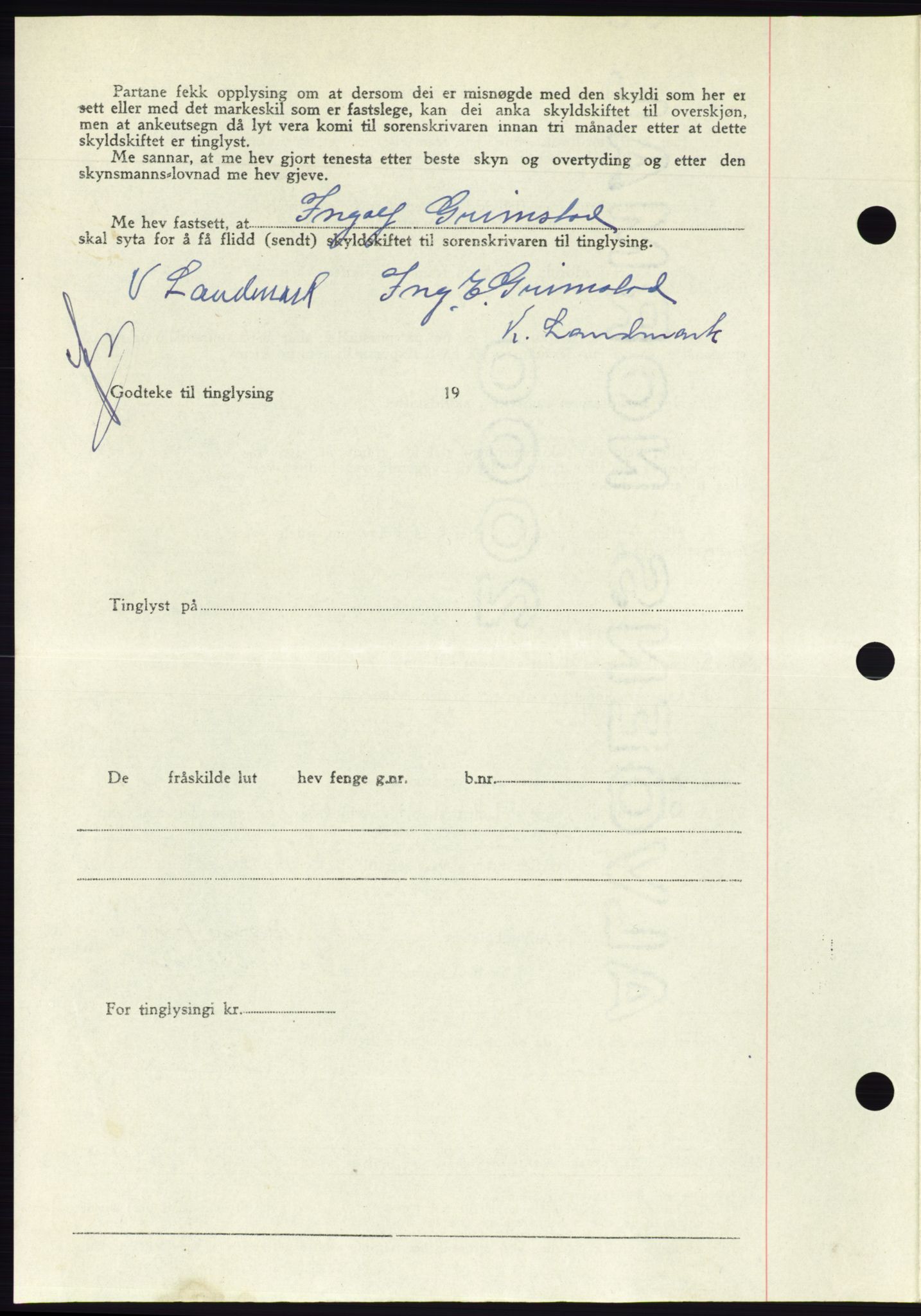 Søre Sunnmøre sorenskriveri, AV/SAT-A-4122/1/2/2C/L0081: Mortgage book no. 7A, 1947-1948, Diary no: : 1623/1947