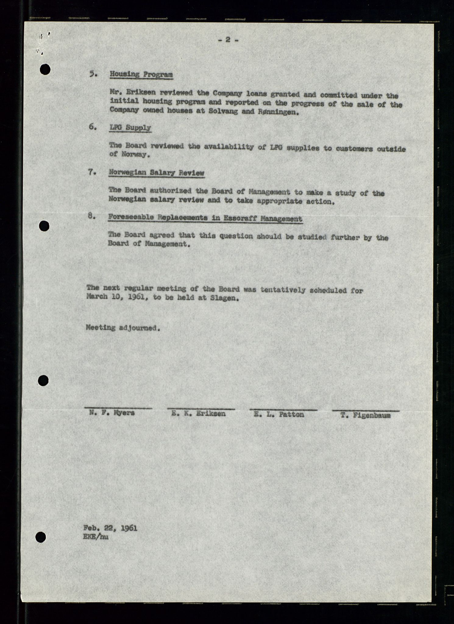 PA 1537 - A/S Essoraffineriet Norge, AV/SAST-A-101957/A/Aa/L0002/0001: Styremøter / Shareholder meetings, Board meeting minutes, 1957-1961, p. 66