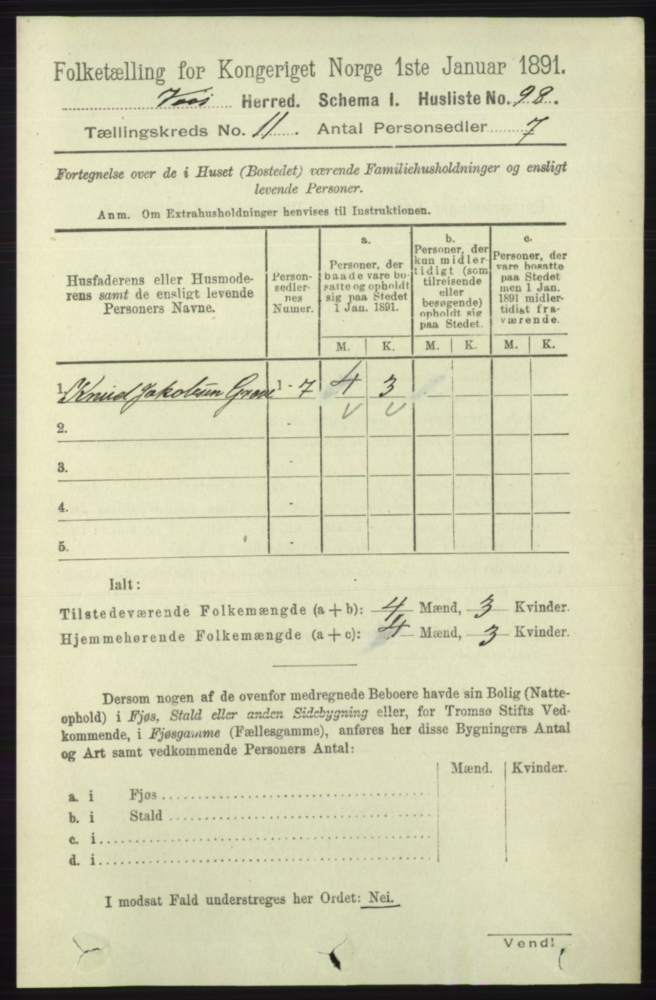 RA, 1891 census for 1235 Voss, 1891, p. 5822