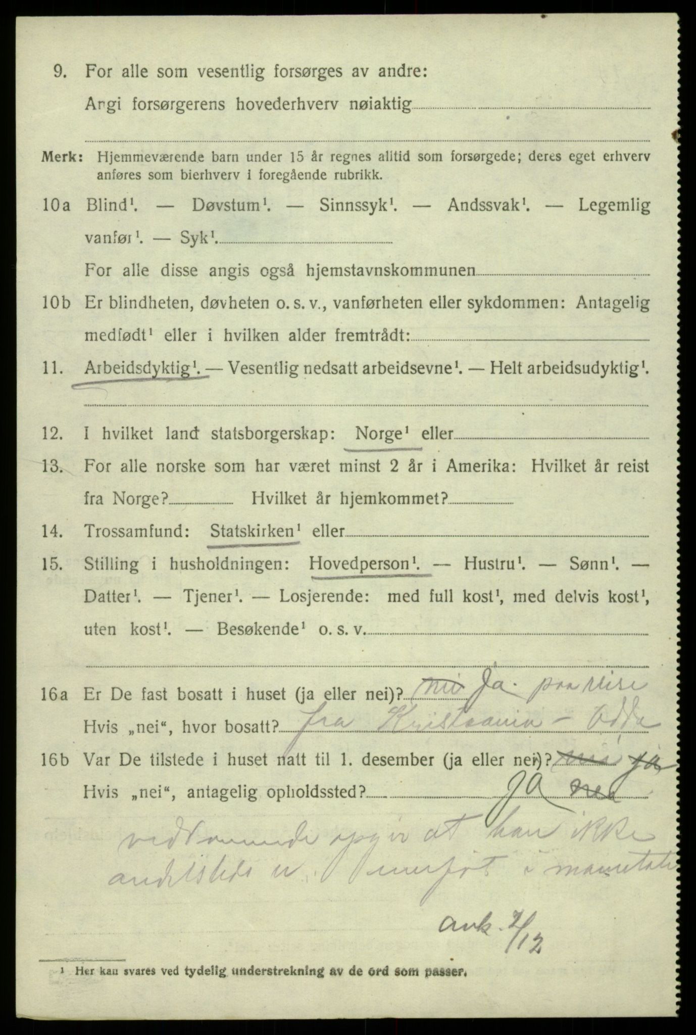 SAB, 1920 census for Odda, 1920, p. 3388