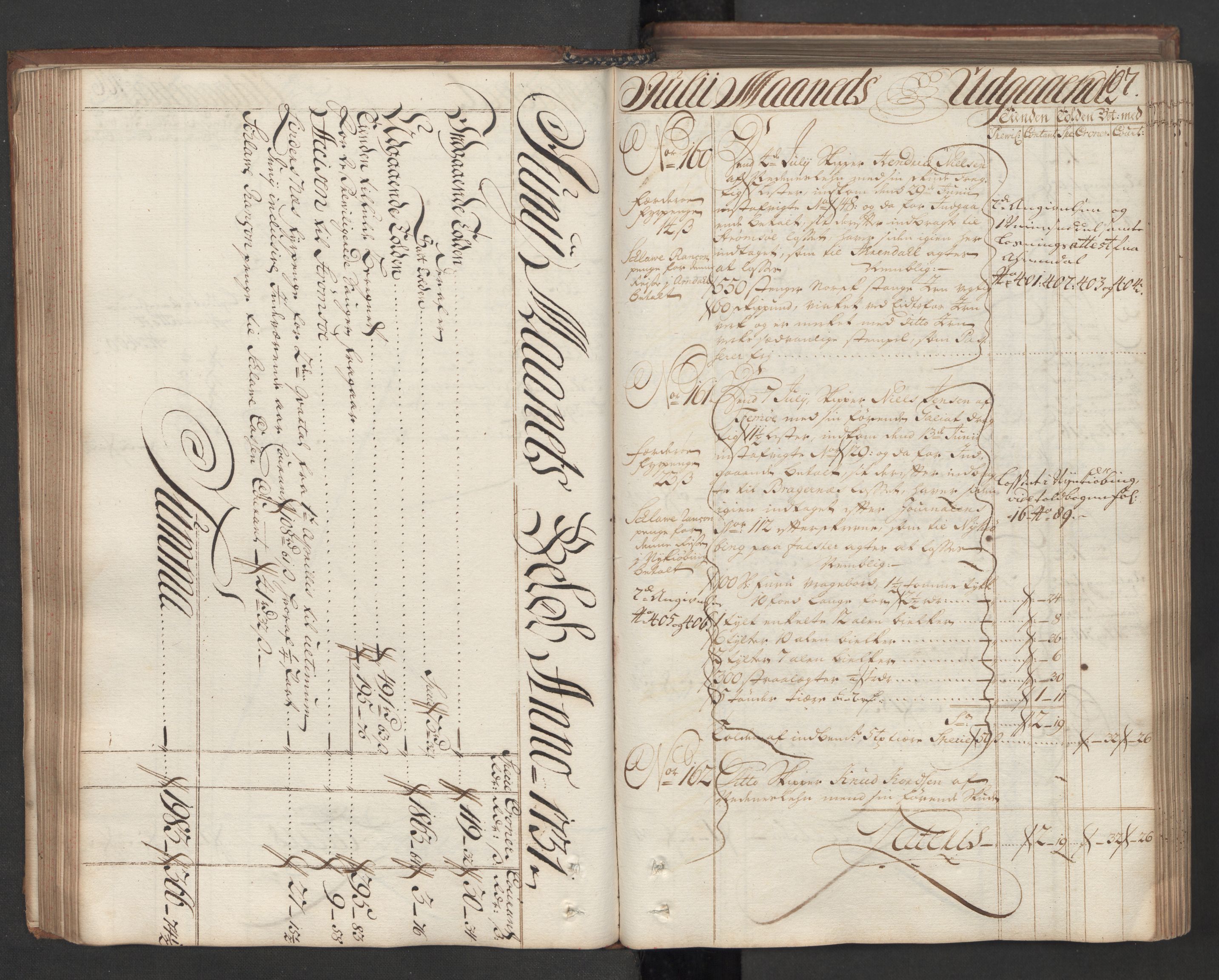 Generaltollkammeret, tollregnskaper, AV/RA-EA-5490/R08/L0009/0001: Tollregnskaper Drammen / Hovedtollbok, 1731, p. 106b-107a