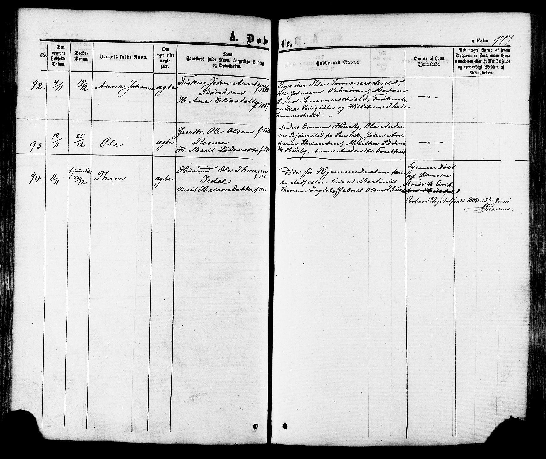 Ministerialprotokoller, klokkerbøker og fødselsregistre - Sør-Trøndelag, AV/SAT-A-1456/665/L0772: Parish register (official) no. 665A07, 1856-1878, p. 177