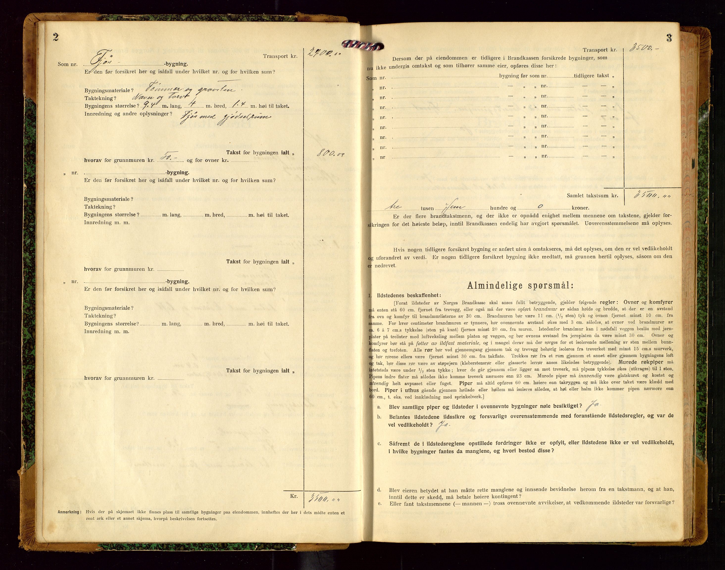 Helleland lensmannskontor, AV/SAST-A-100209/Gob/L0002: "Brandtakstprotokoll", 1921-1930, p. 2-3