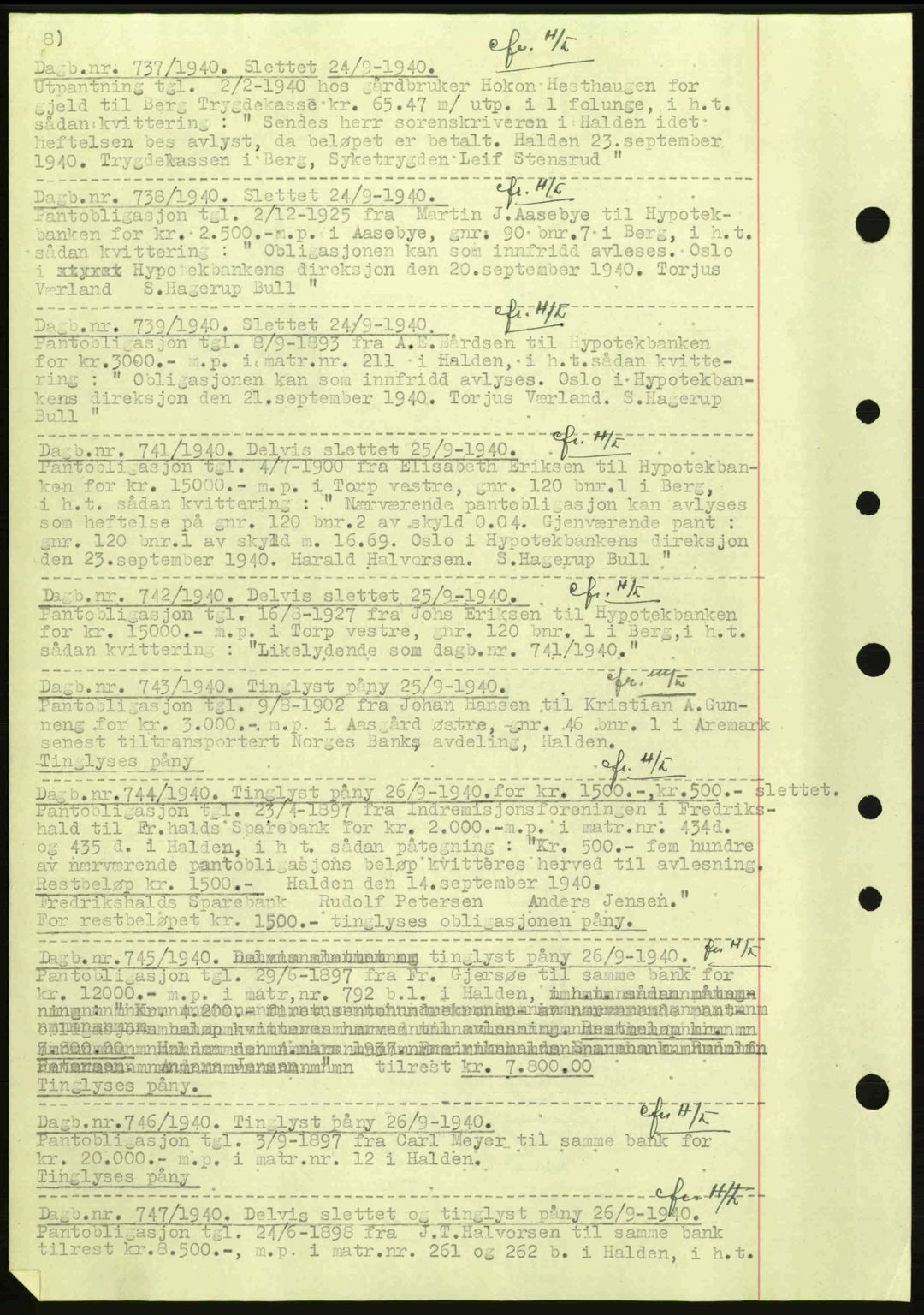 Idd og Marker sorenskriveri, AV/SAO-A-10283/G/Gb/Gbc/L0002: Mortgage book no. B4-9a, 1939-1945, Diary no: : 737/1940