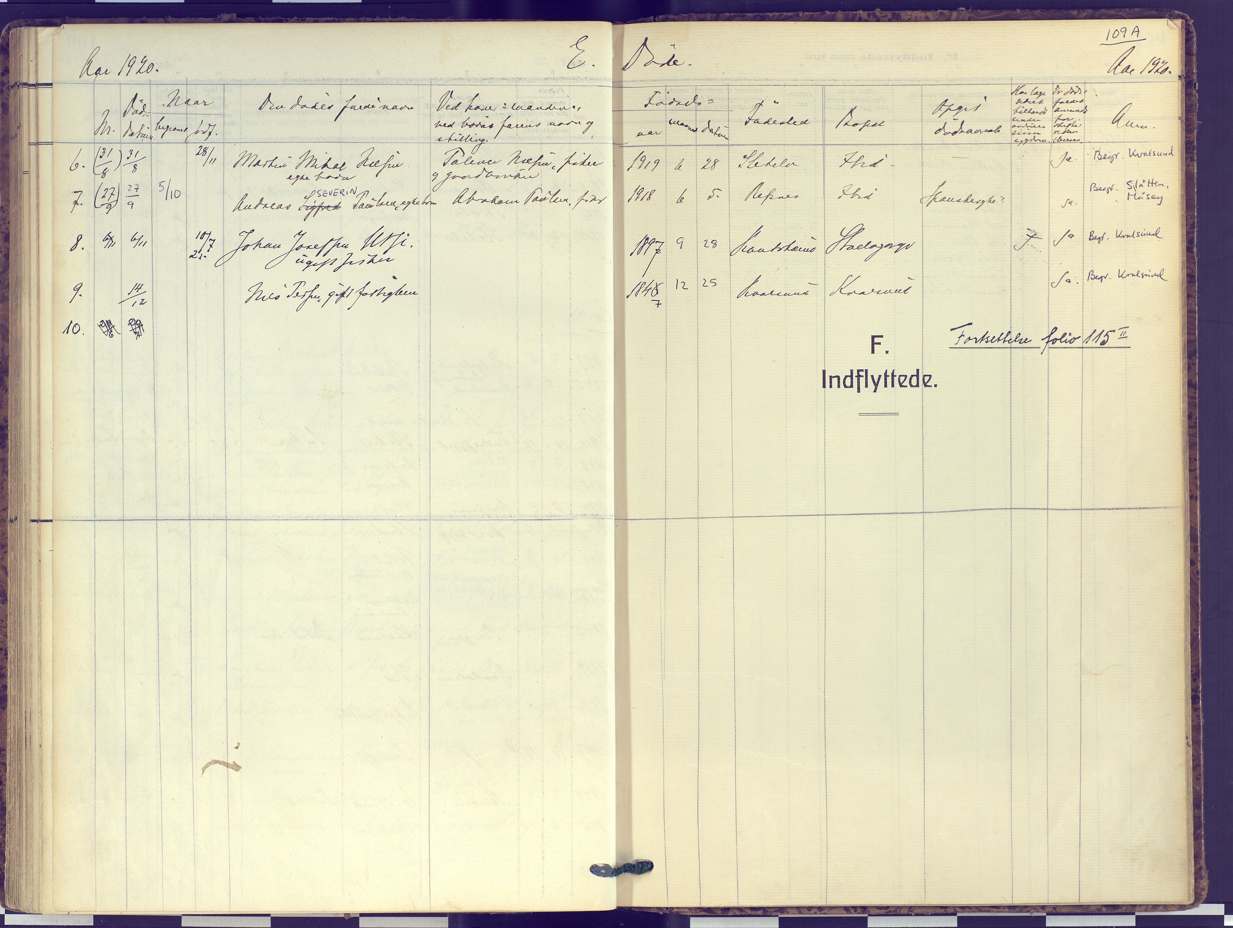 Hammerfest sokneprestkontor, SATØ/S-1347: Parish register (official) no. 16, 1908-1923, p. 109