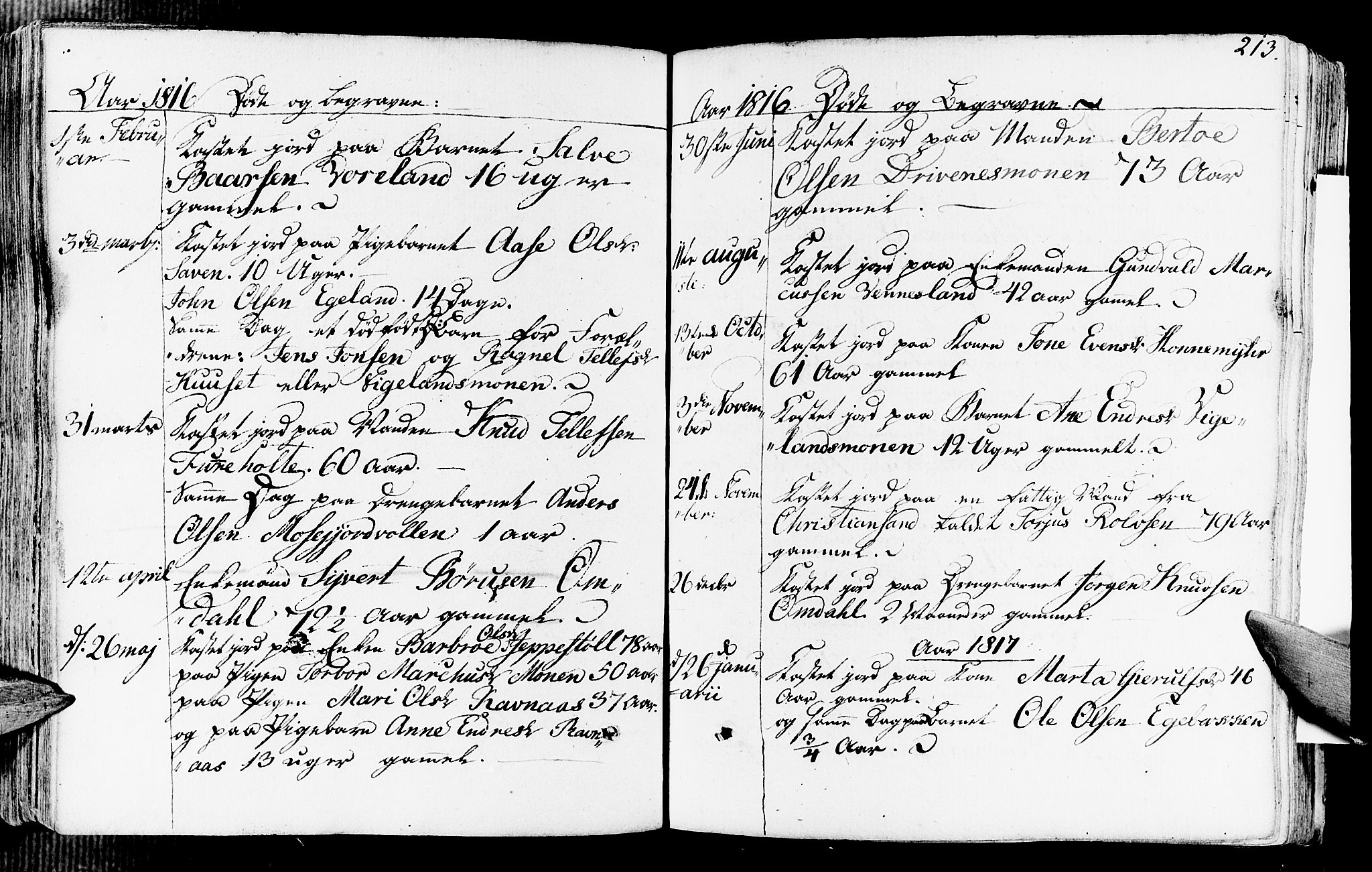 Vennesla sokneprestkontor, AV/SAK-1111-0045/Fa/Fab/L0002: Parish register (official) no. A 2, 1794-1834, p. 213