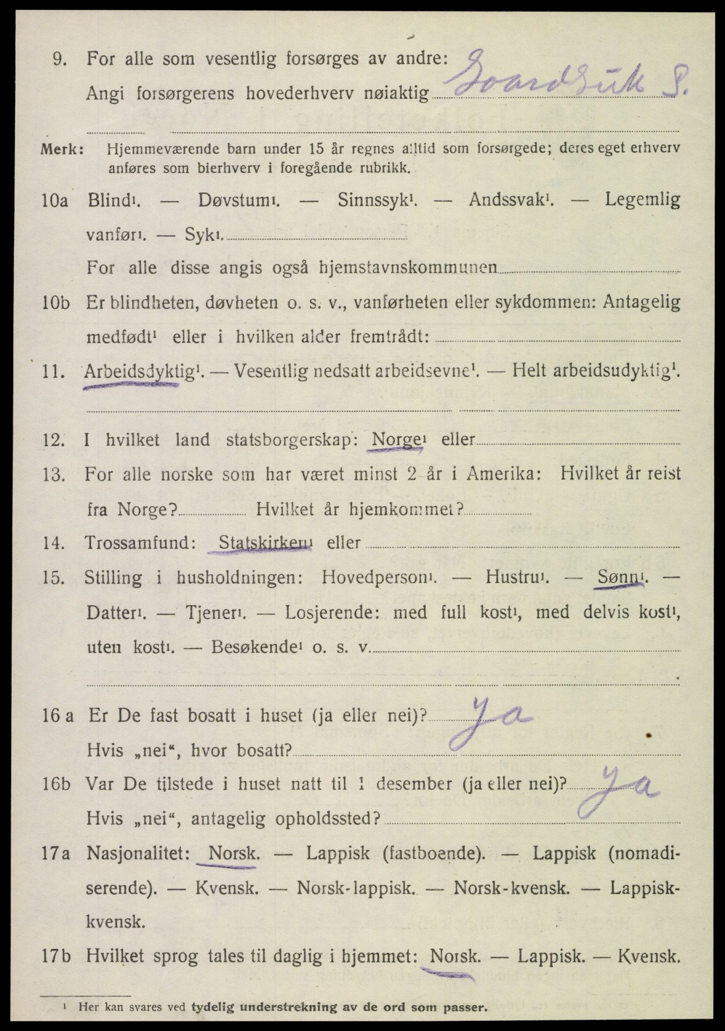 SAT, 1920 census for Hamarøy, 1920, p. 4595