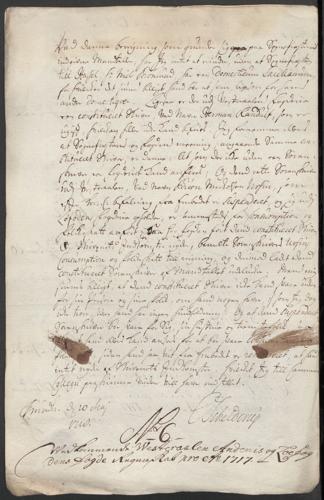 Rentekammeret inntil 1814, Reviderte regnskaper, Fogderegnskap, AV/RA-EA-4092/R67/L4683: Fogderegnskap Vesterålen, Andenes og Lofoten, 1717, p. 84