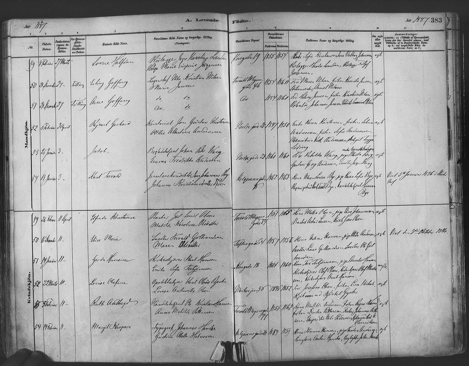 Paulus prestekontor Kirkebøker, AV/SAO-A-10871/F/Fa/L0003: Parish register (official) no. 3, 1879-1887, p. 383