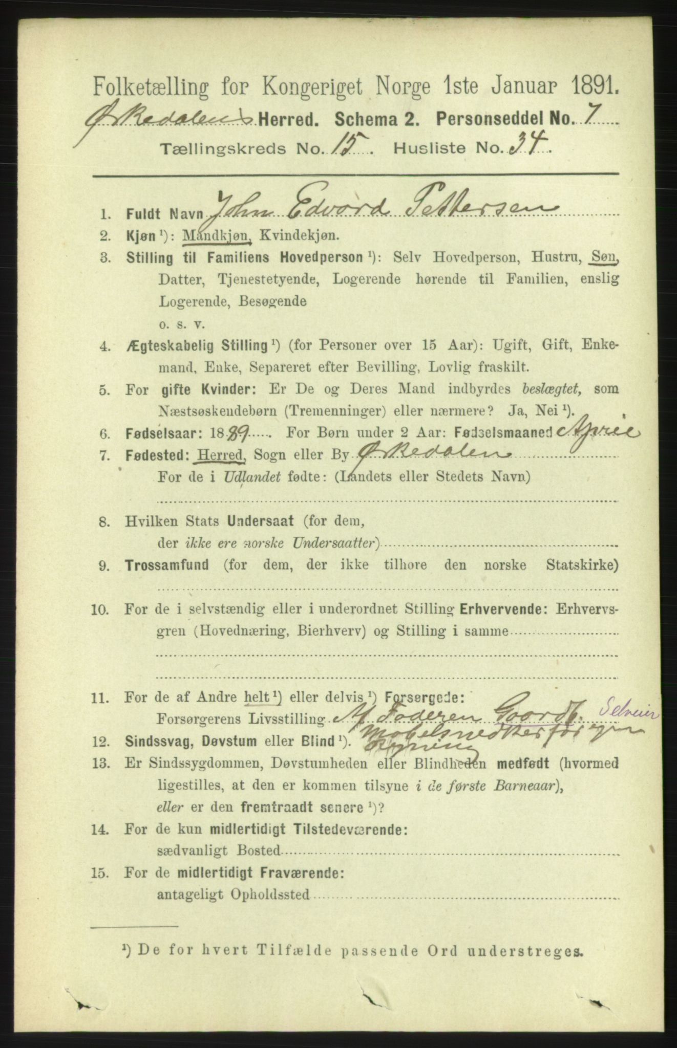 RA, 1891 census for 1638 Orkdal, 1891, p. 7114