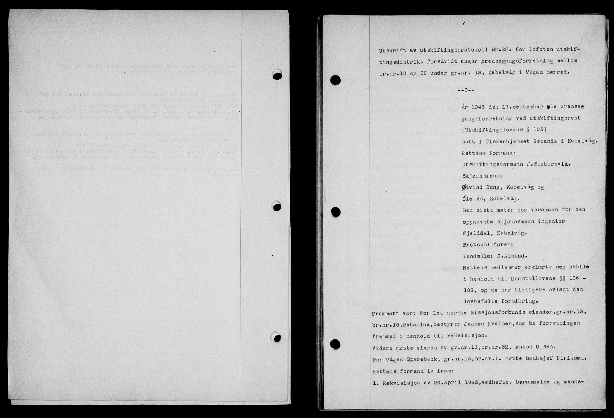 Lofoten sorenskriveri, SAT/A-0017/1/2/2C/L0016a: Mortgage book no. 16a, 1947-1947, Diary no: : 654/1947