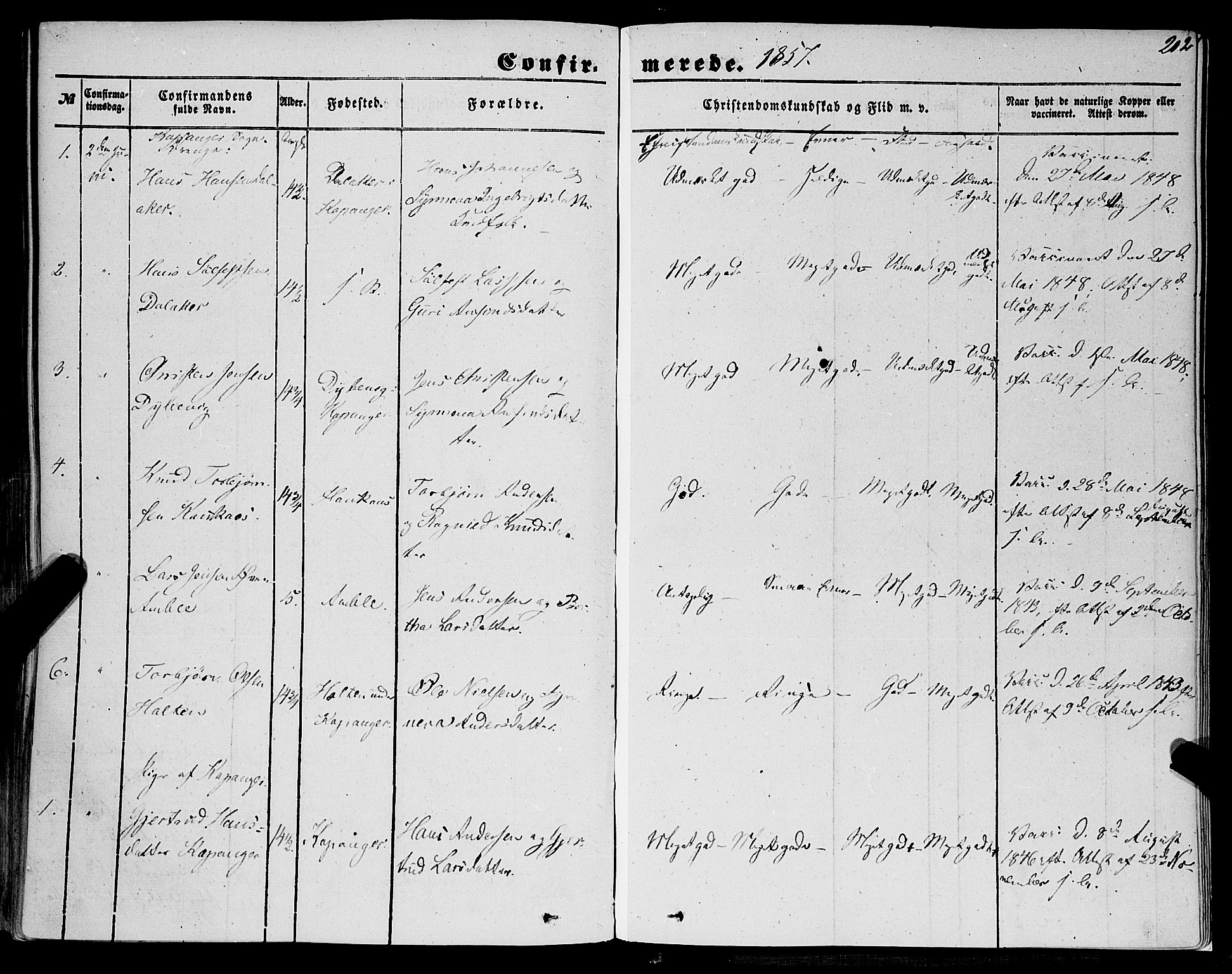 Sogndal sokneprestembete, AV/SAB-A-81301/H/Haa/Haaa/L0012I: Parish register (official) no. A 12I, 1847-1859, p. 202