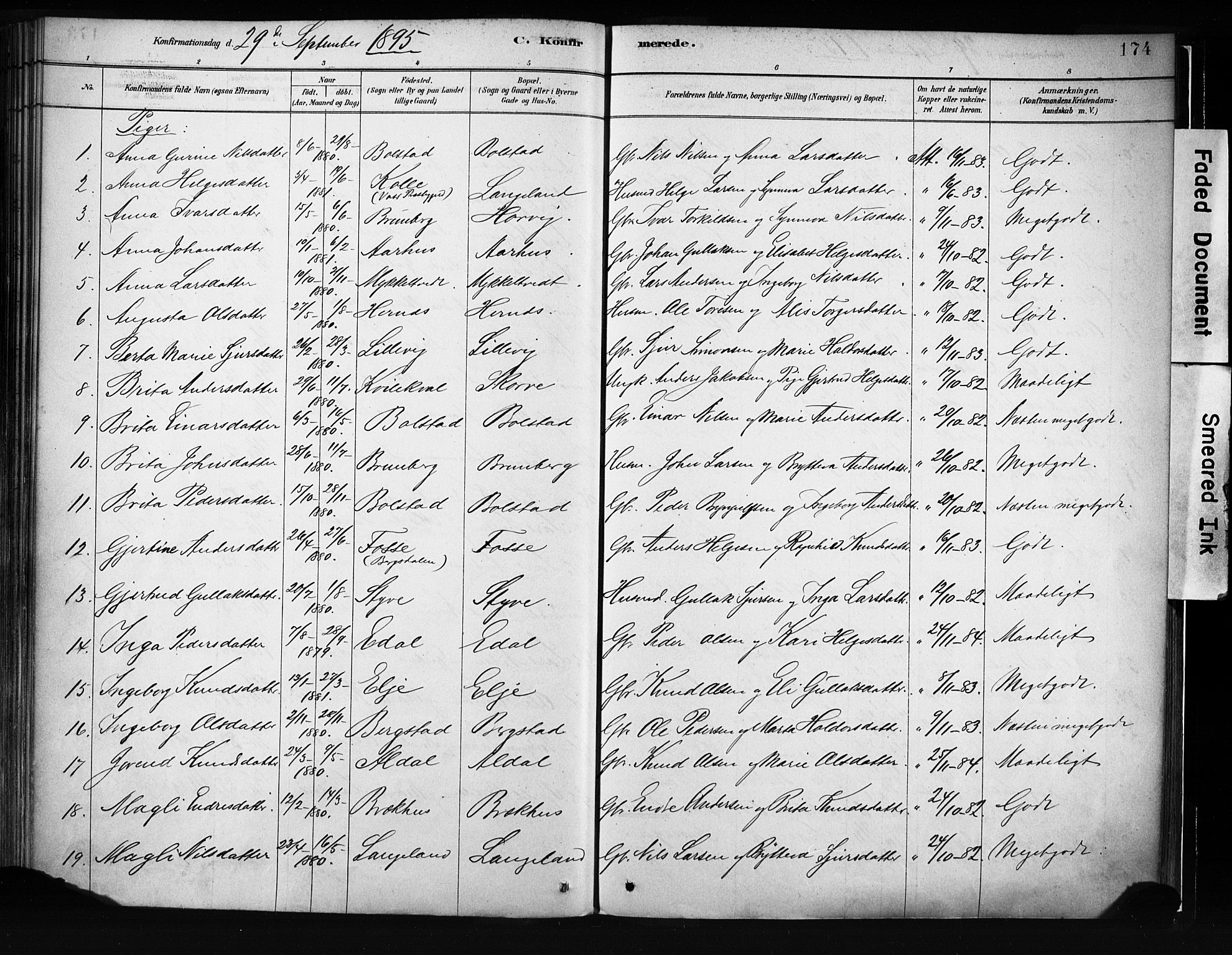 Evanger sokneprestembete, AV/SAB-A-99924: Parish register (official) no. A 1, 1877-1899, p. 174