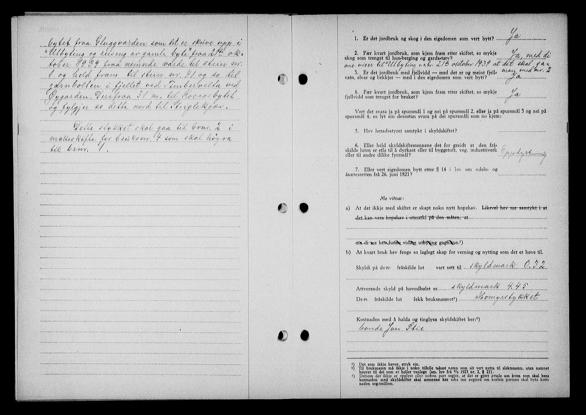 Nedenes sorenskriveri, AV/SAK-1221-0006/G/Gb/Gba/L0048: Mortgage book no. A-II, 1940-1941, Diary no: : 1073/1940