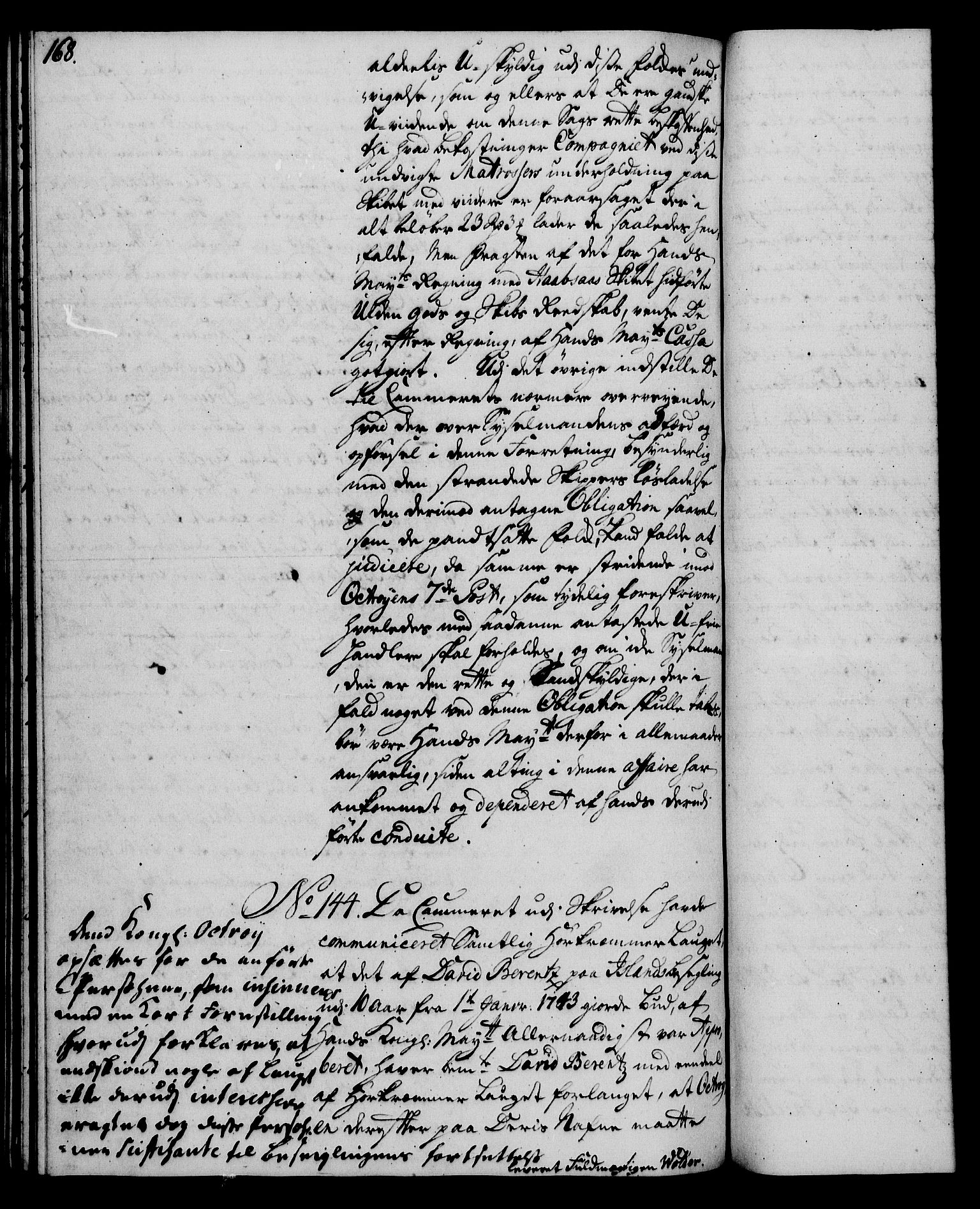 Rentekammeret, Kammerkanselliet, RA/EA-3111/G/Gh/Gha/L0024: Norsk ekstraktmemorialprotokoll (merket RK 53.69), 1742-1743, p. 168