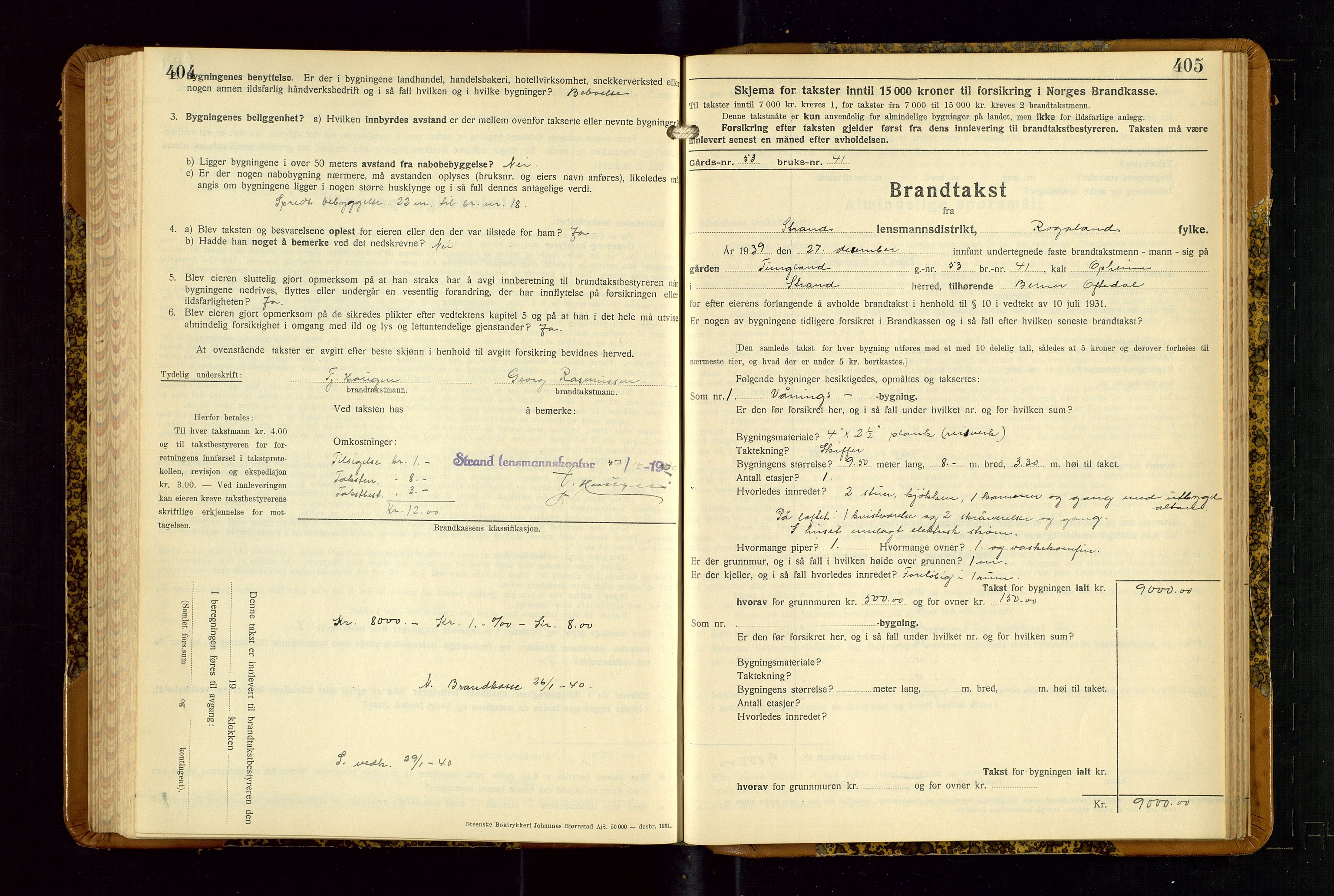 Strand og Forsand lensmannskontor, AV/SAST-A-100451/Gob/L0001: Branntakstprotokoll, 1935-1942, p. 404-405